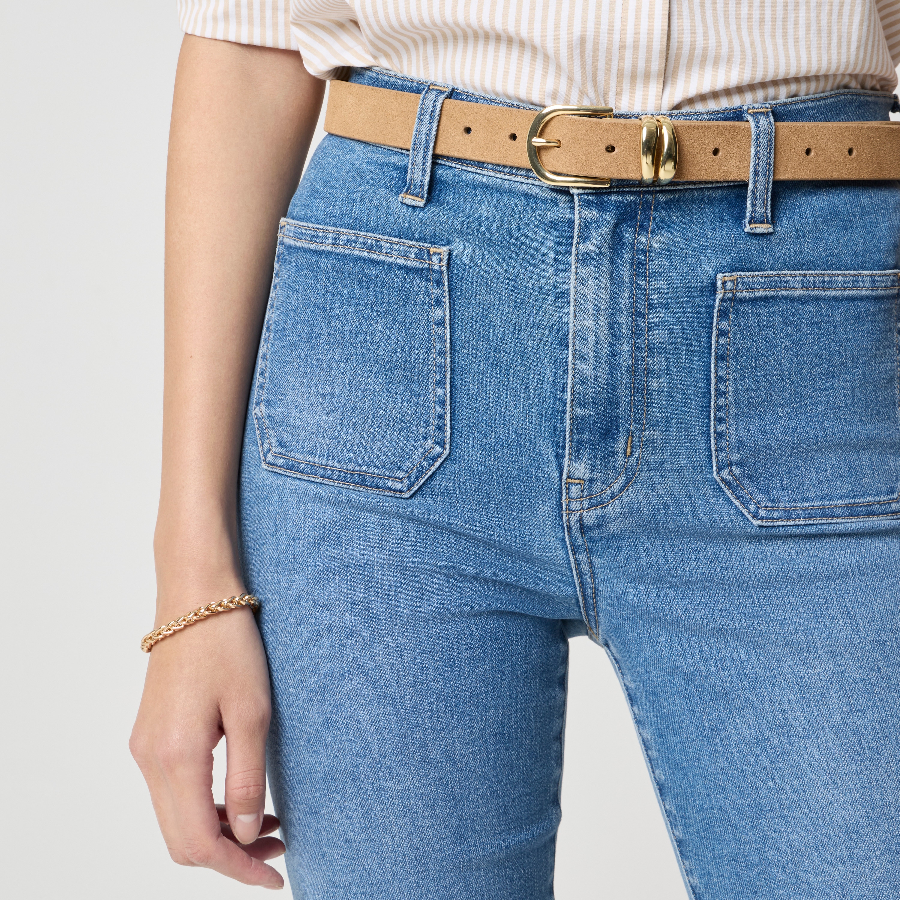 Ankle flare patch-pocket jean signature stretch+