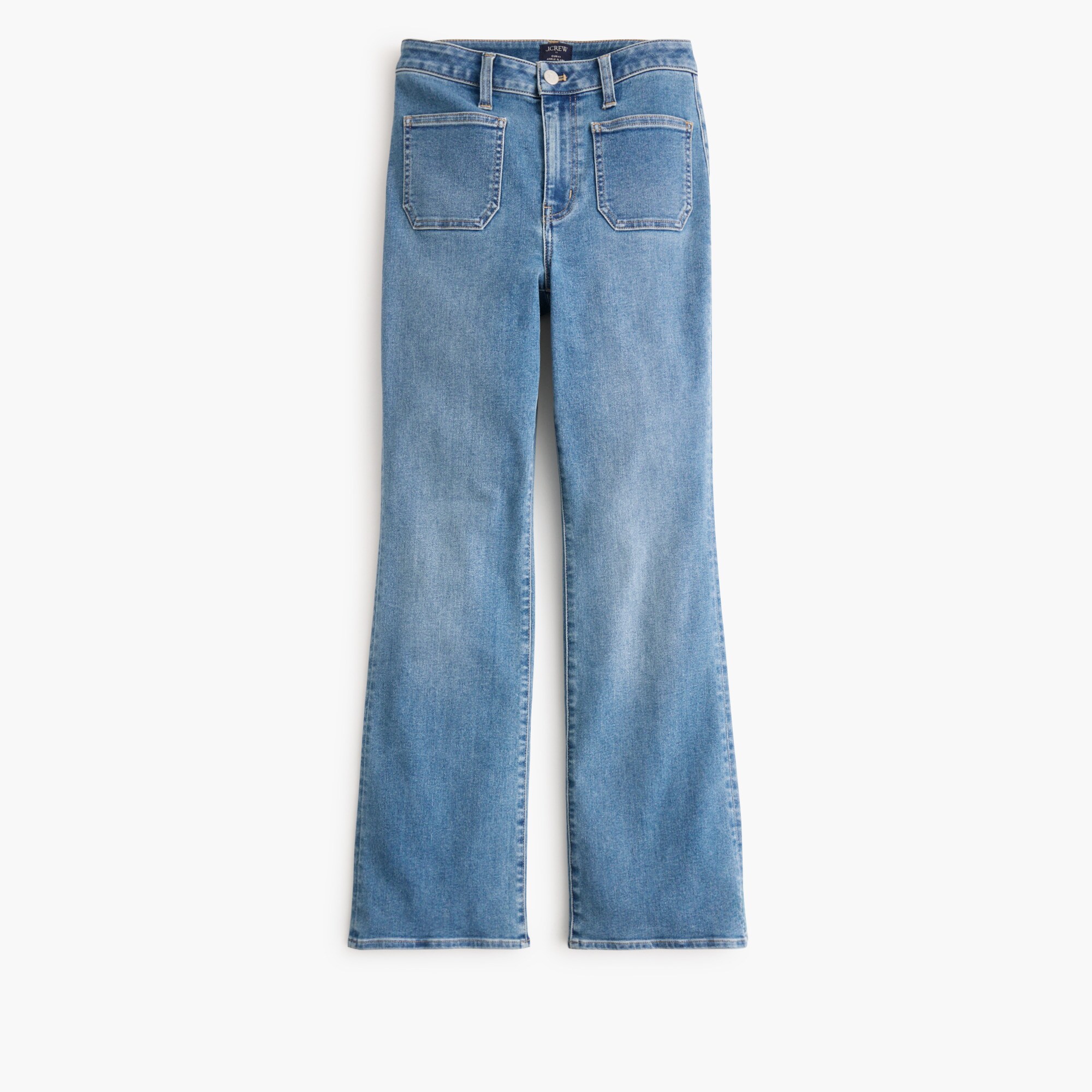 Curvy ankle flare patch-pocket jean in signature stretch+