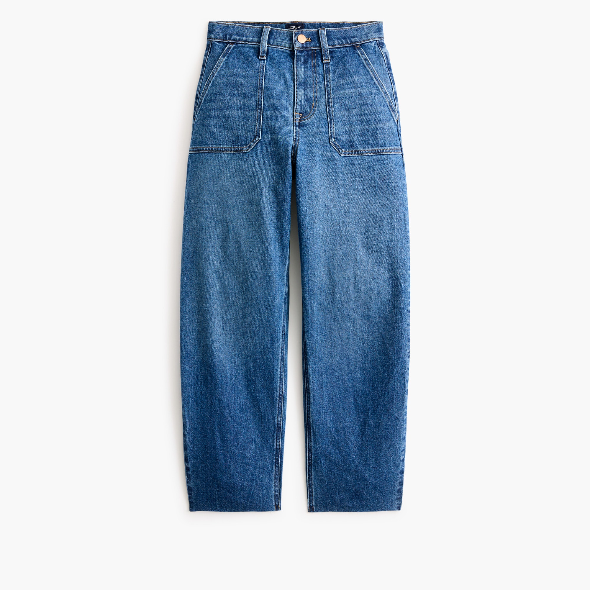 Slim barrel-leg utility jean in all-day stretch