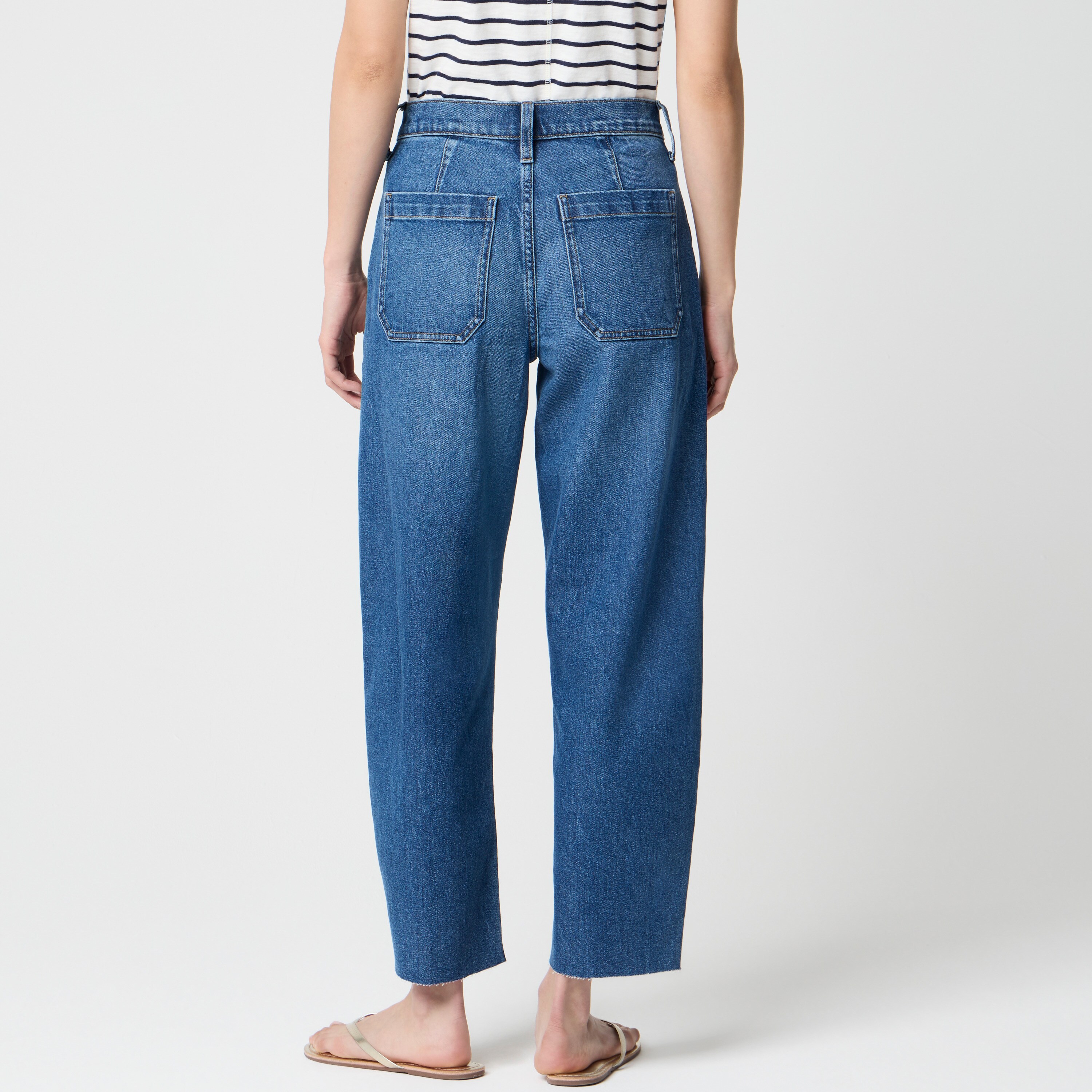 Slim barrel-leg utility jean all-day stretch
