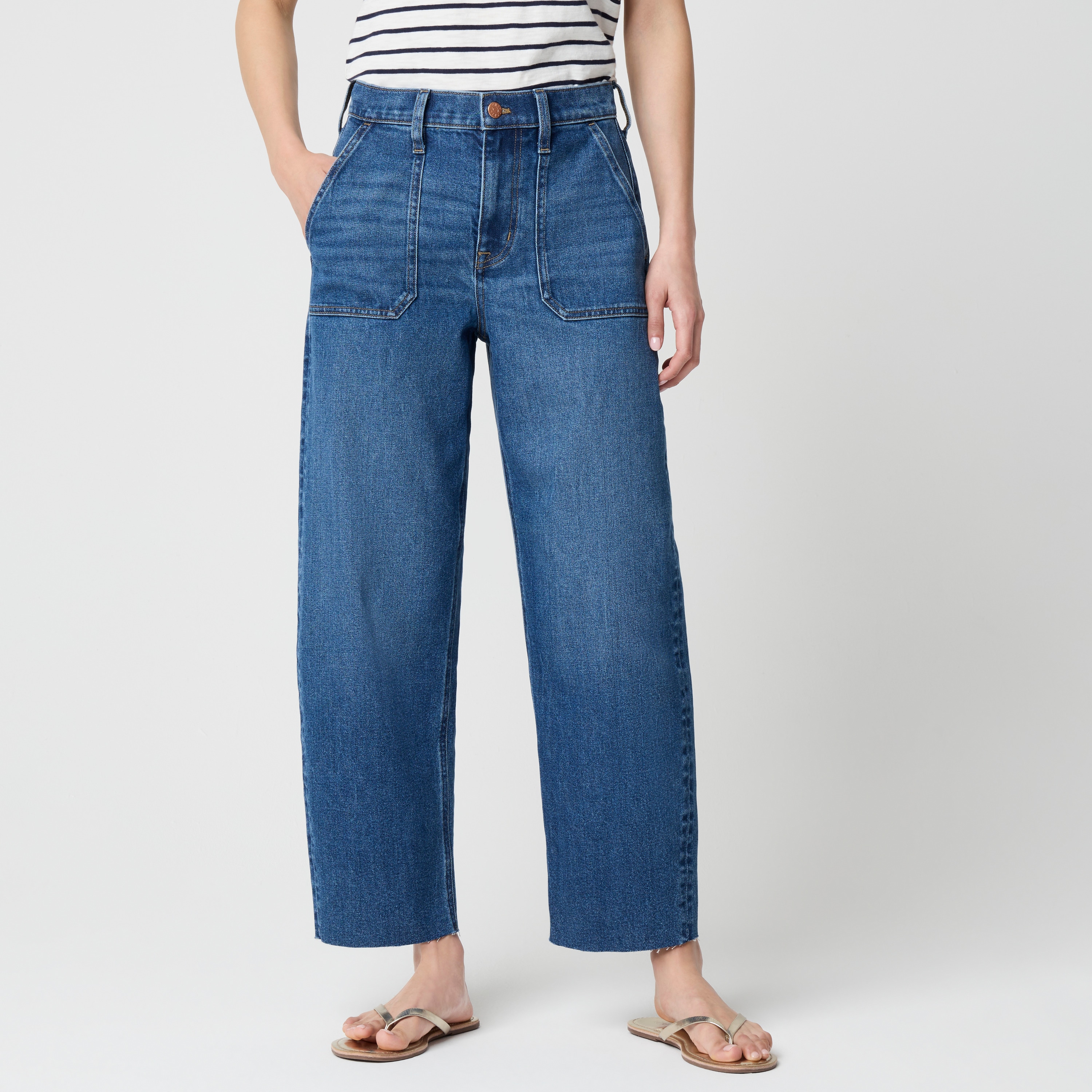 Slim barrel-leg utility jean in all-day stretch