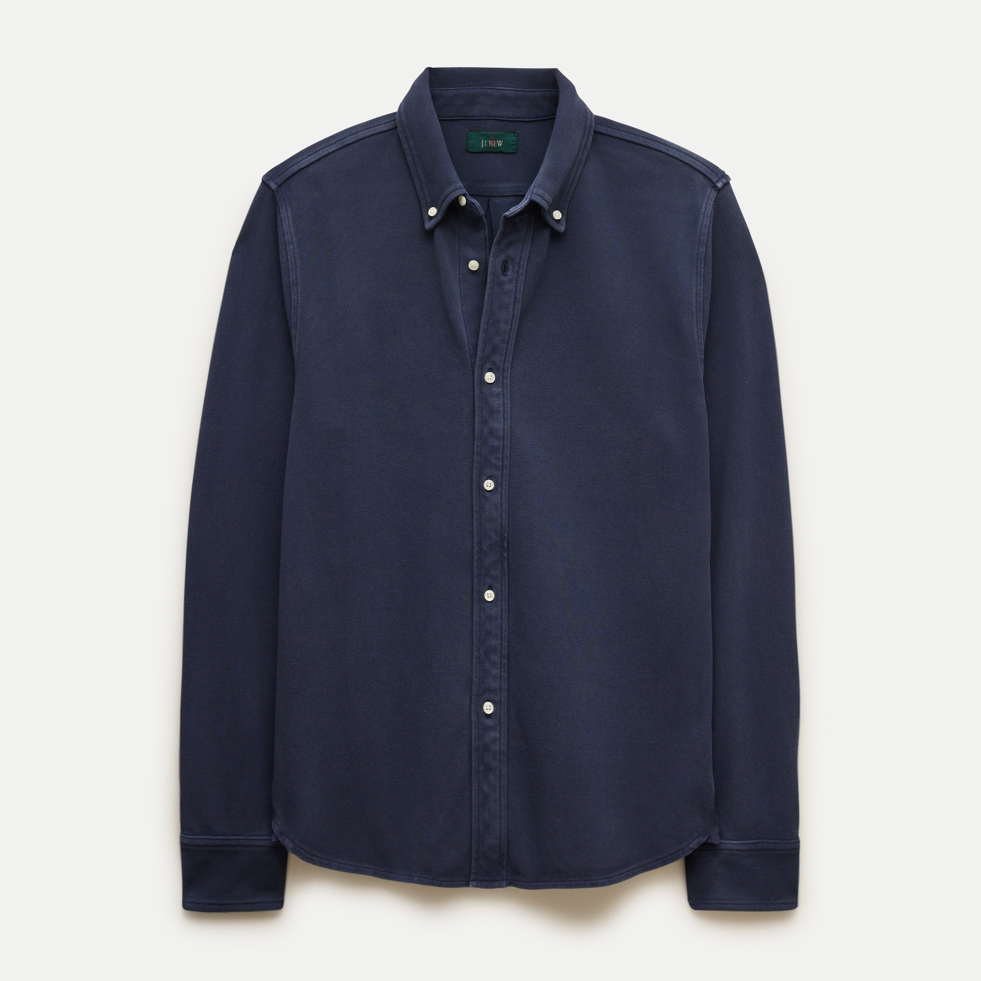 Washed piqué button-down shirt