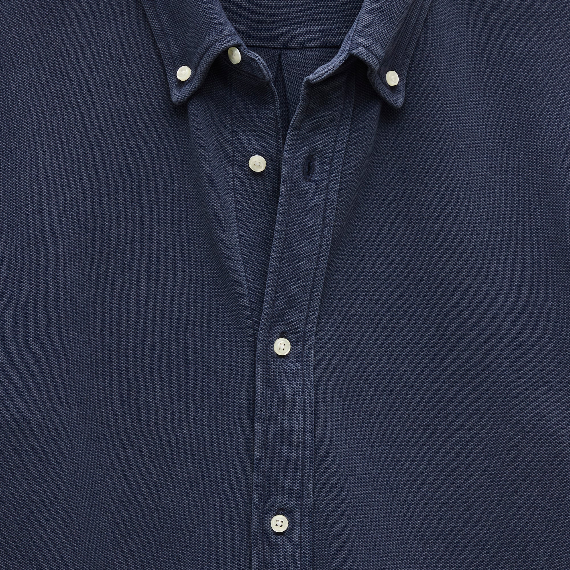 Washed piqué button-down shirt