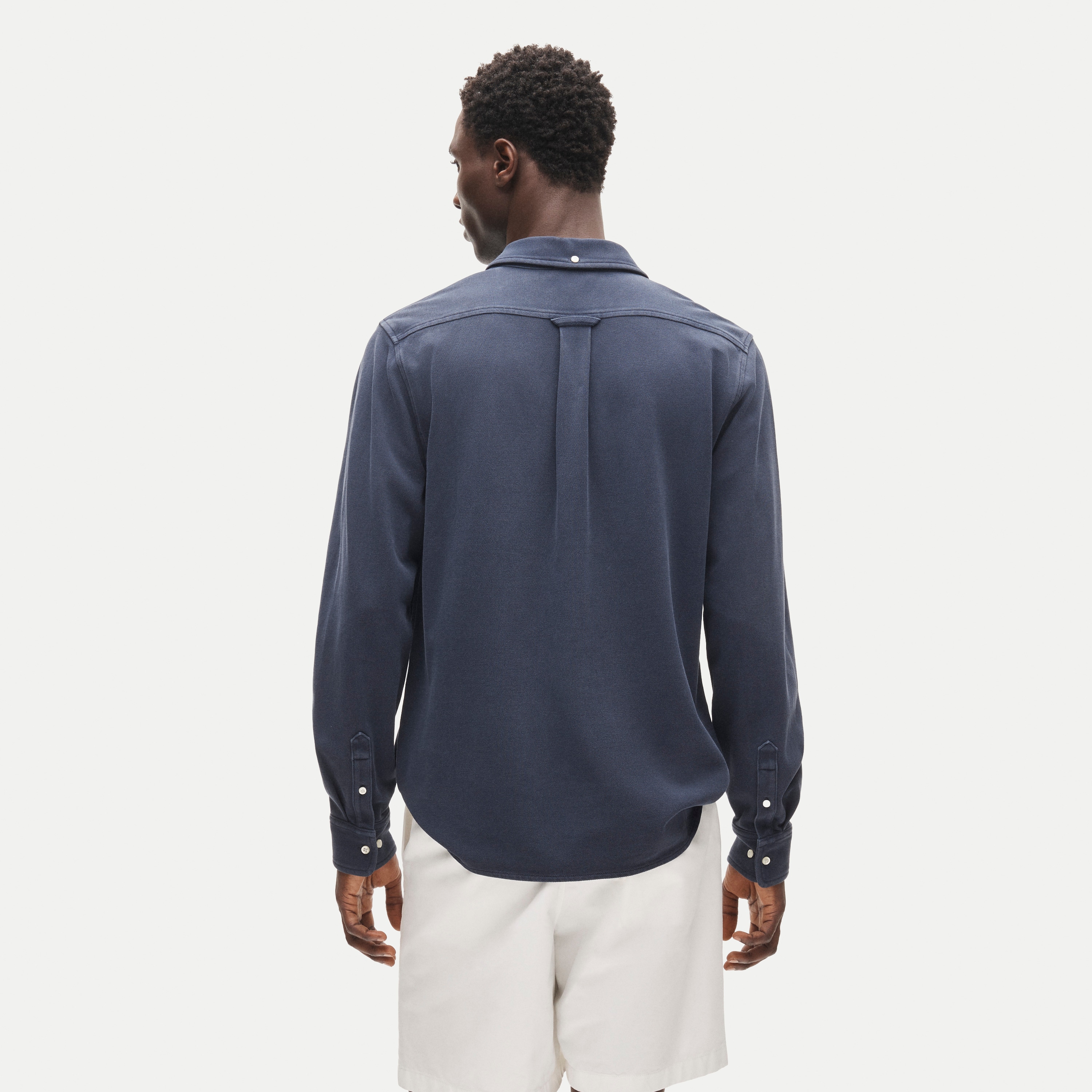 Washed piqué button-down shirt