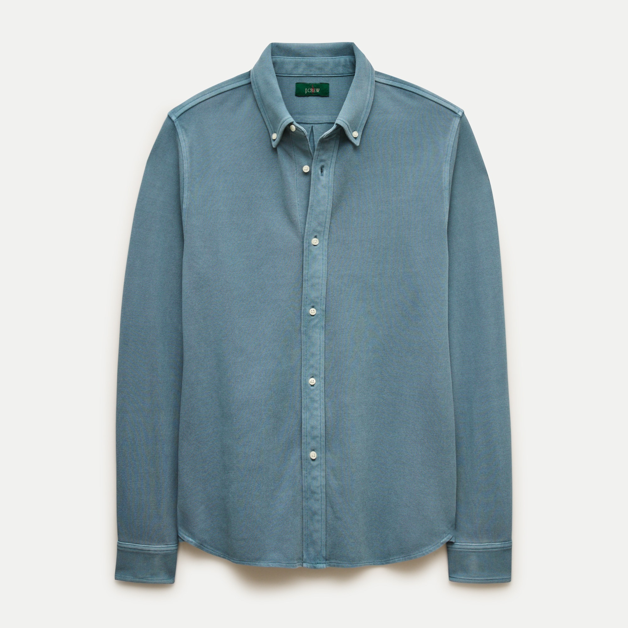 Washed piqu&eacute; button-down shirt - thumbnail 5