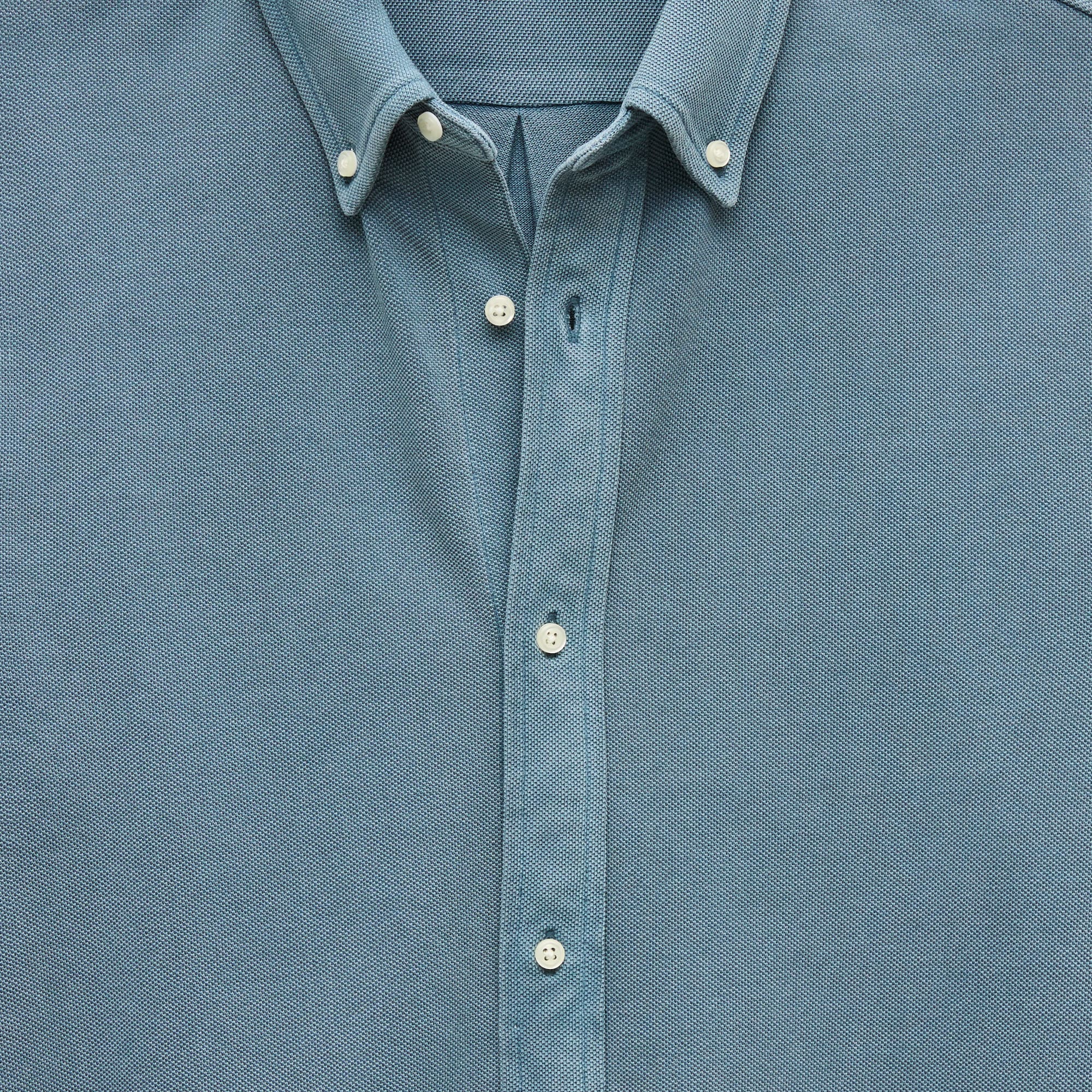 Washed piqué button-down shirt