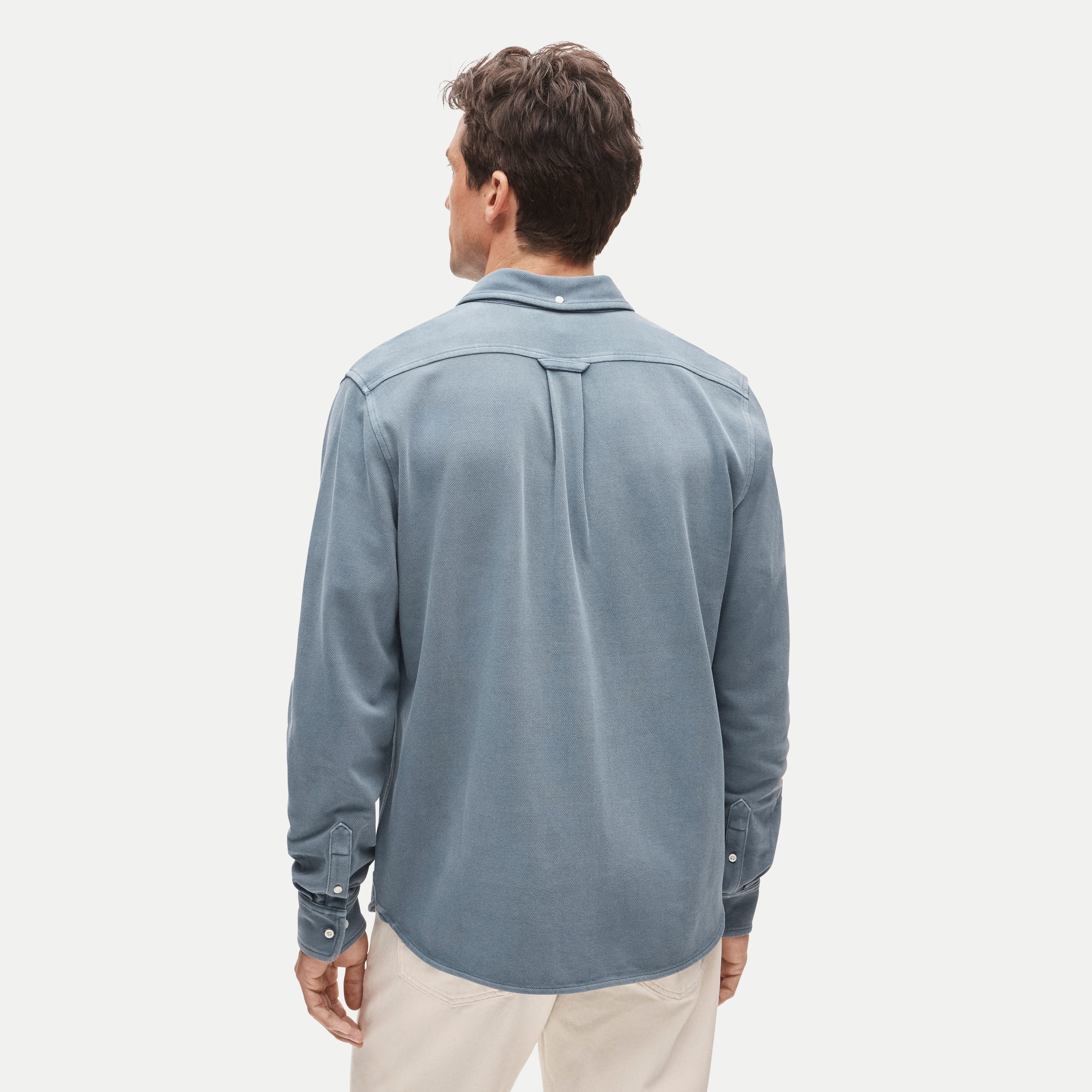 Washed piqué button-down shirt