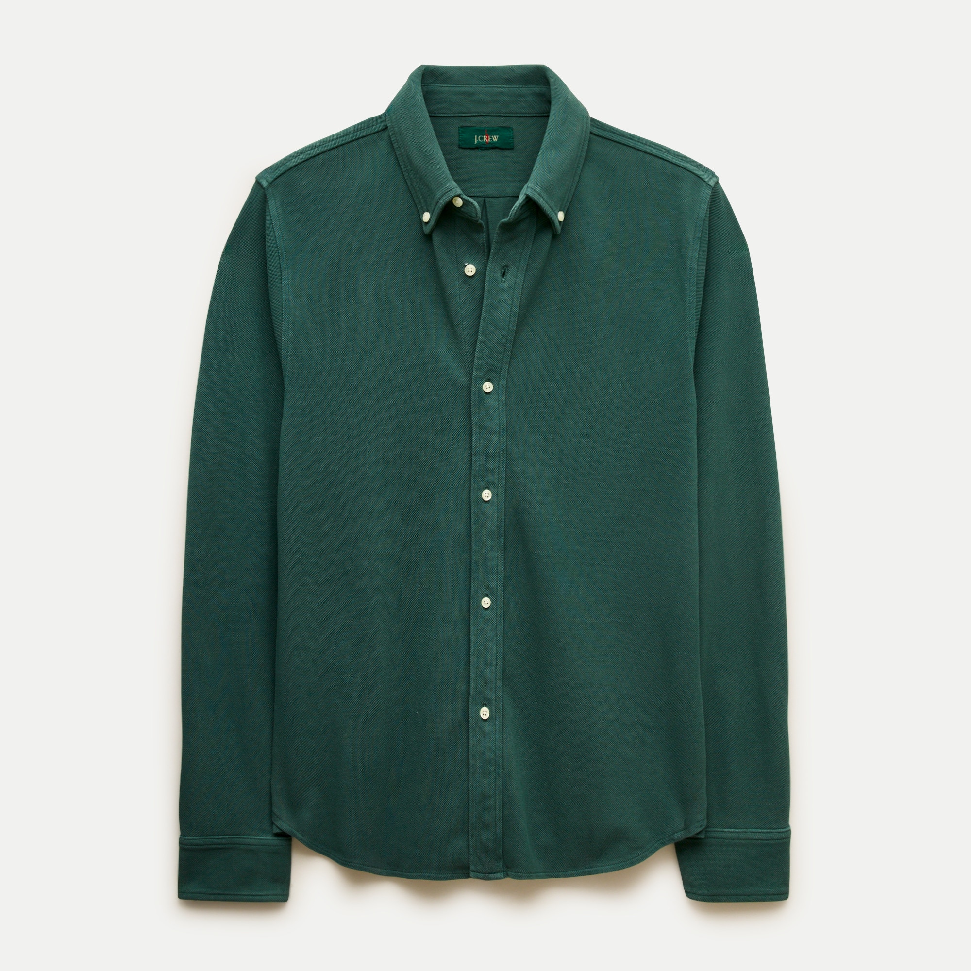 Washed piqué button-down shirt