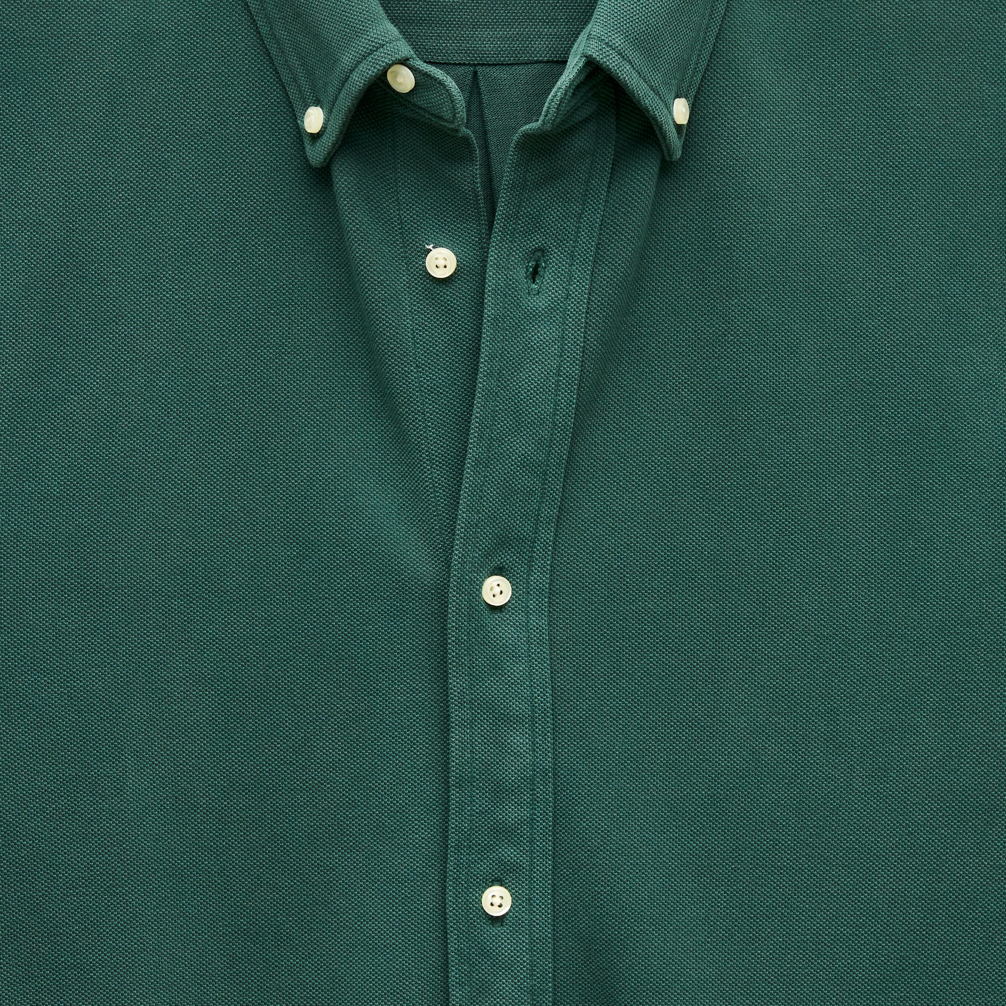 Washed piqué button-down shirt