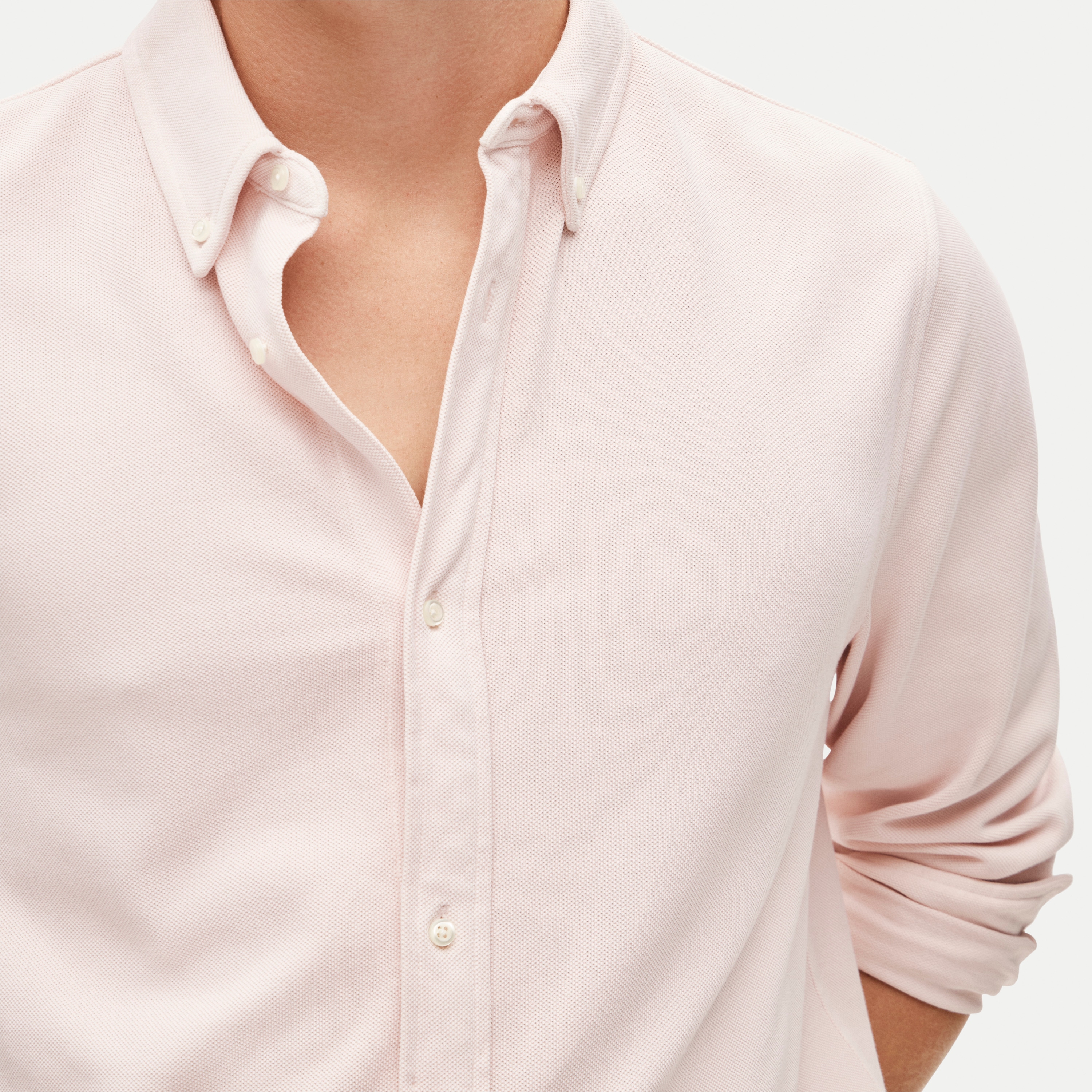 Washed piqué button-down shirt