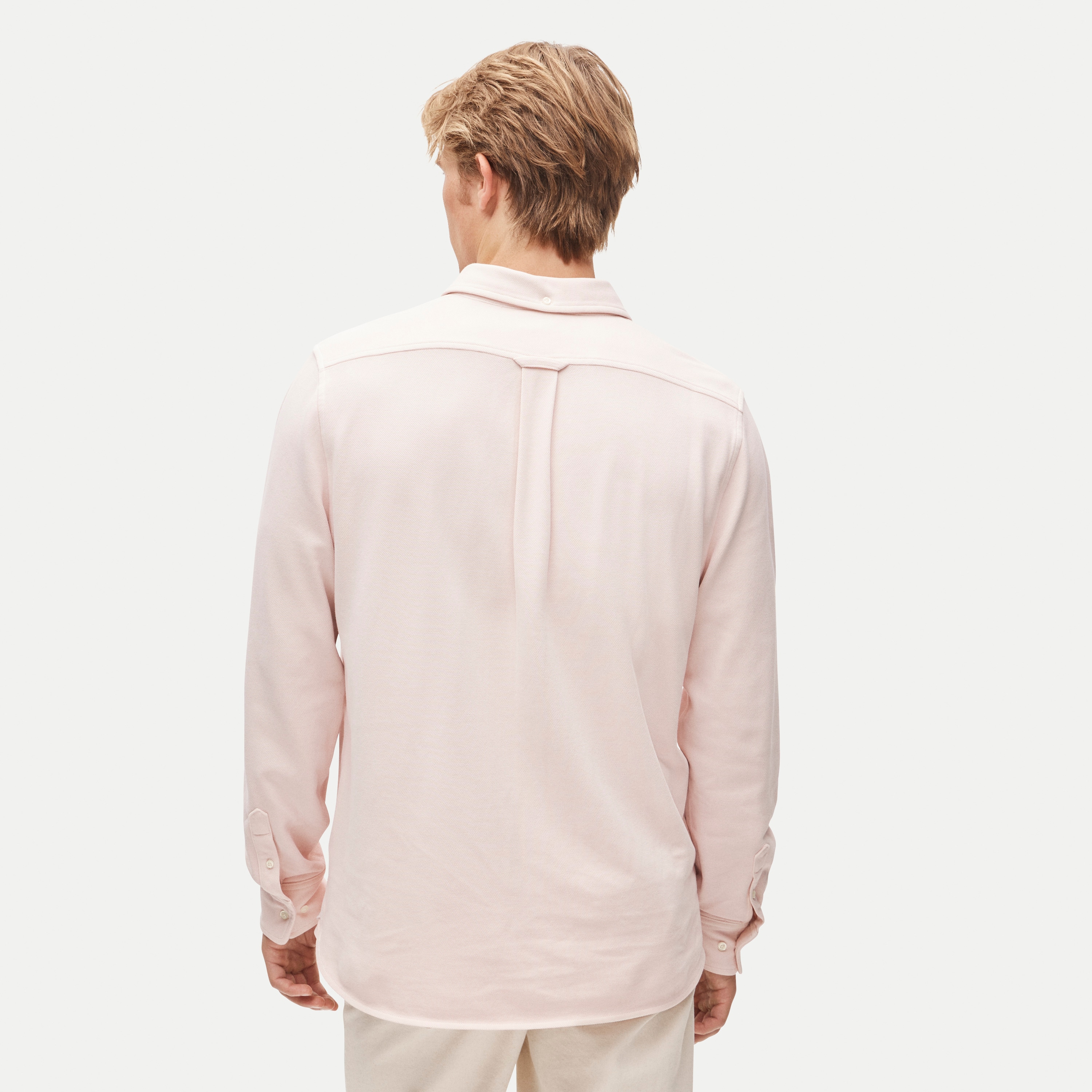 Washed piqué button-down shirt
