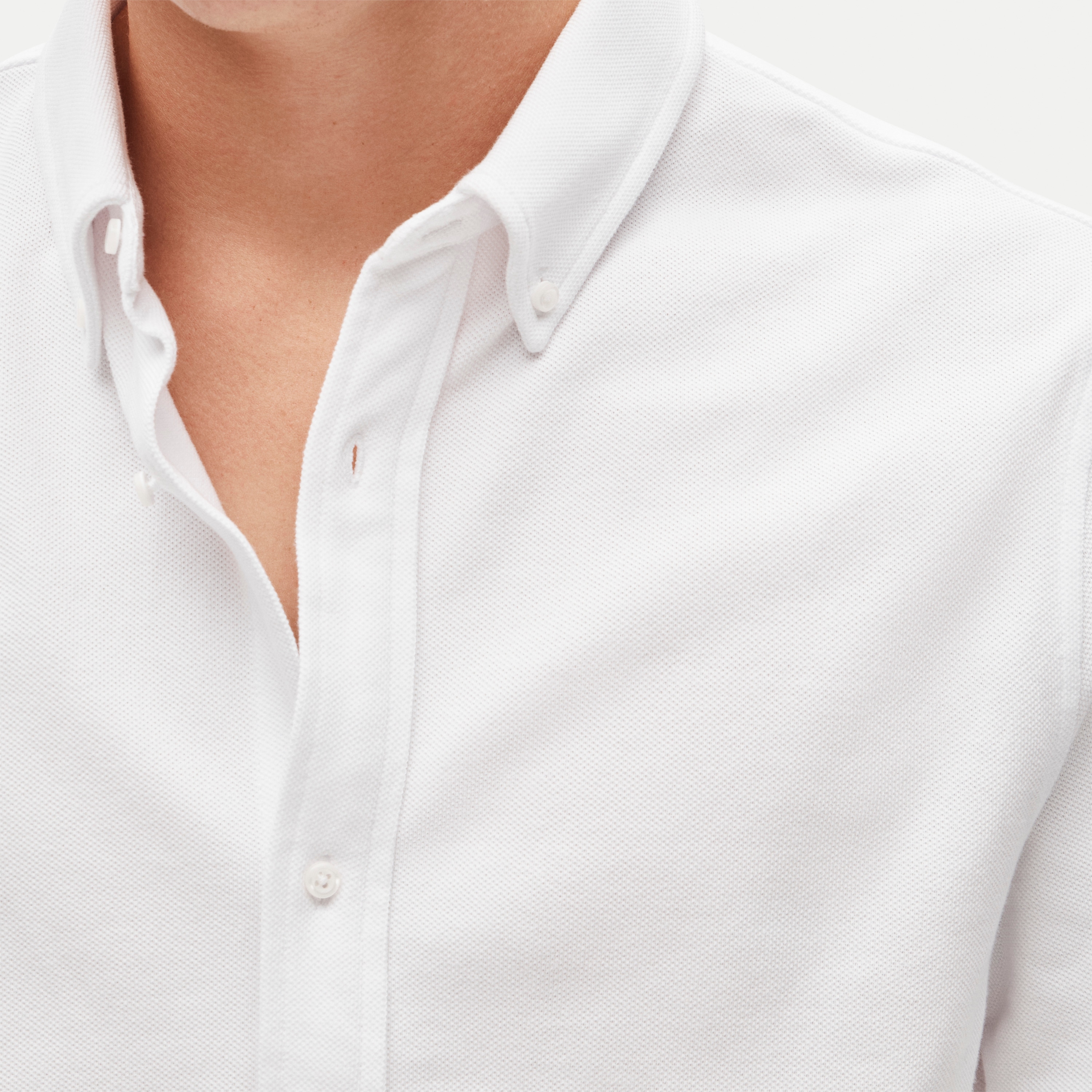 Washed piqué button-down shirt