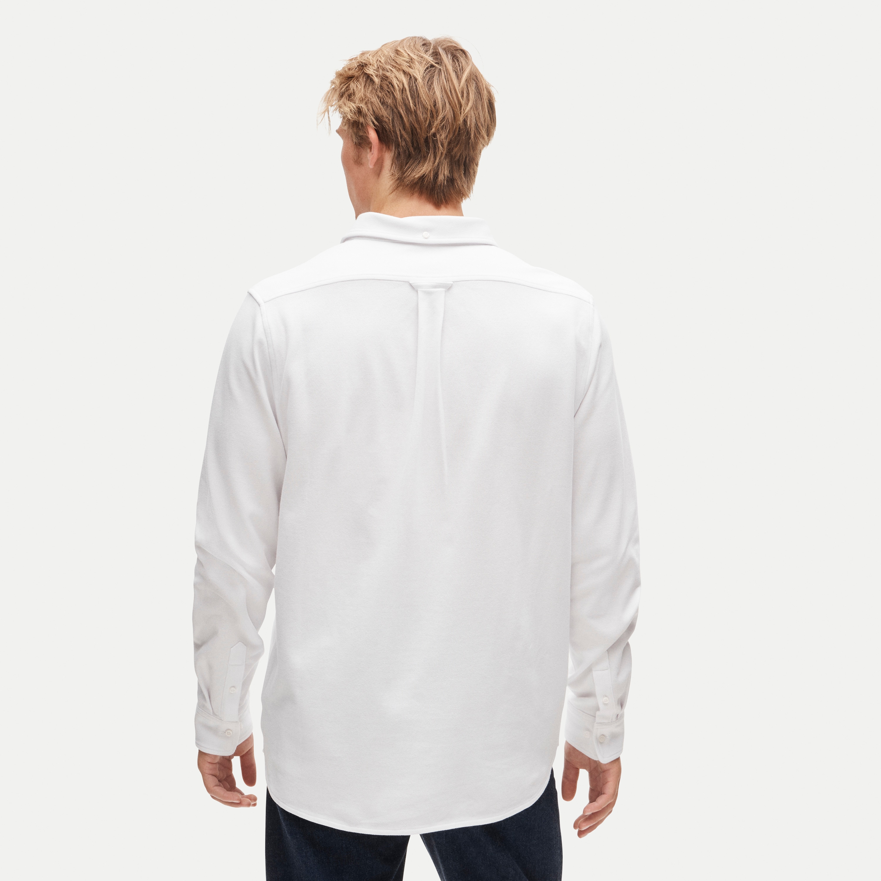 Washed piqué button-down shirt