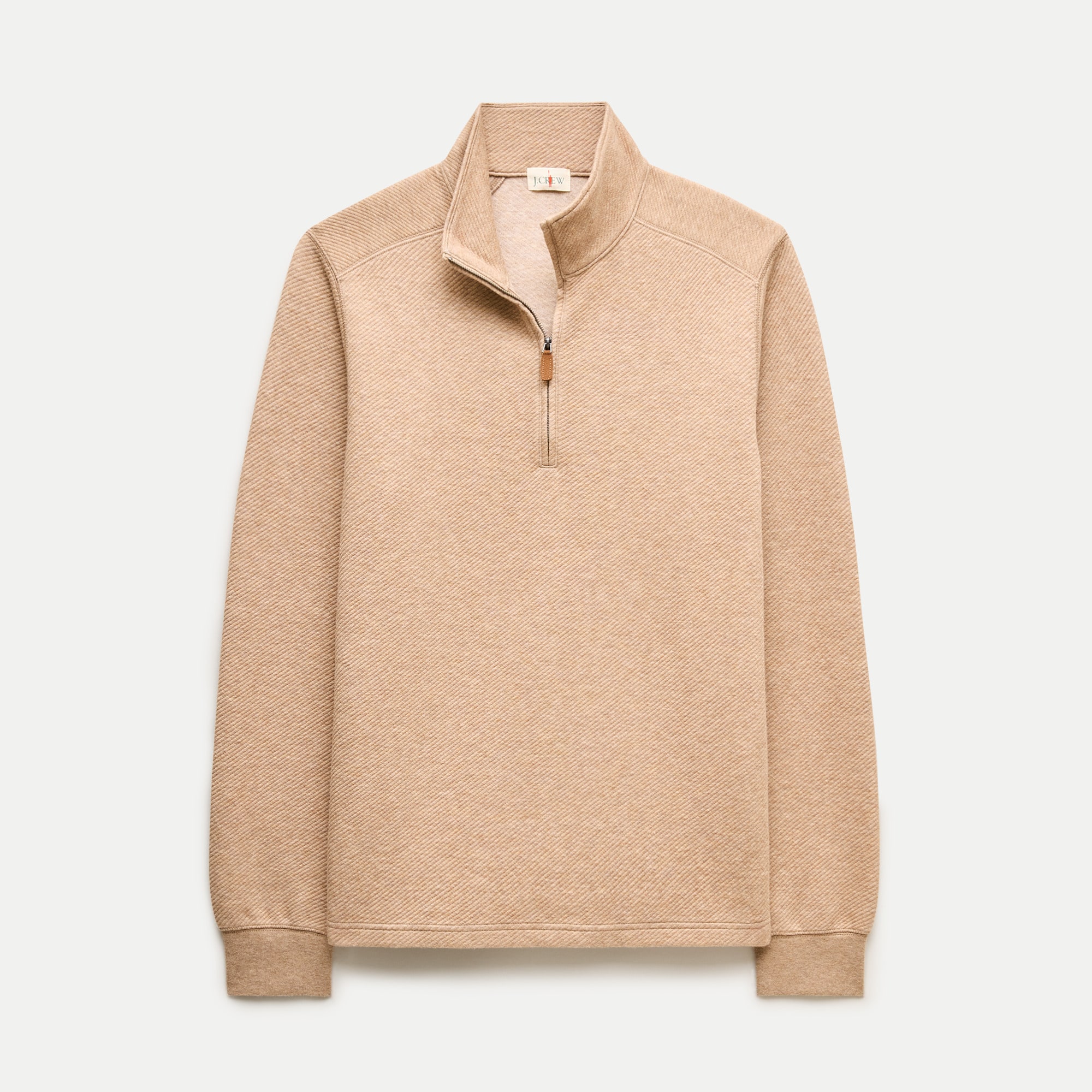 Quarter-zip pullover in jacquard twill