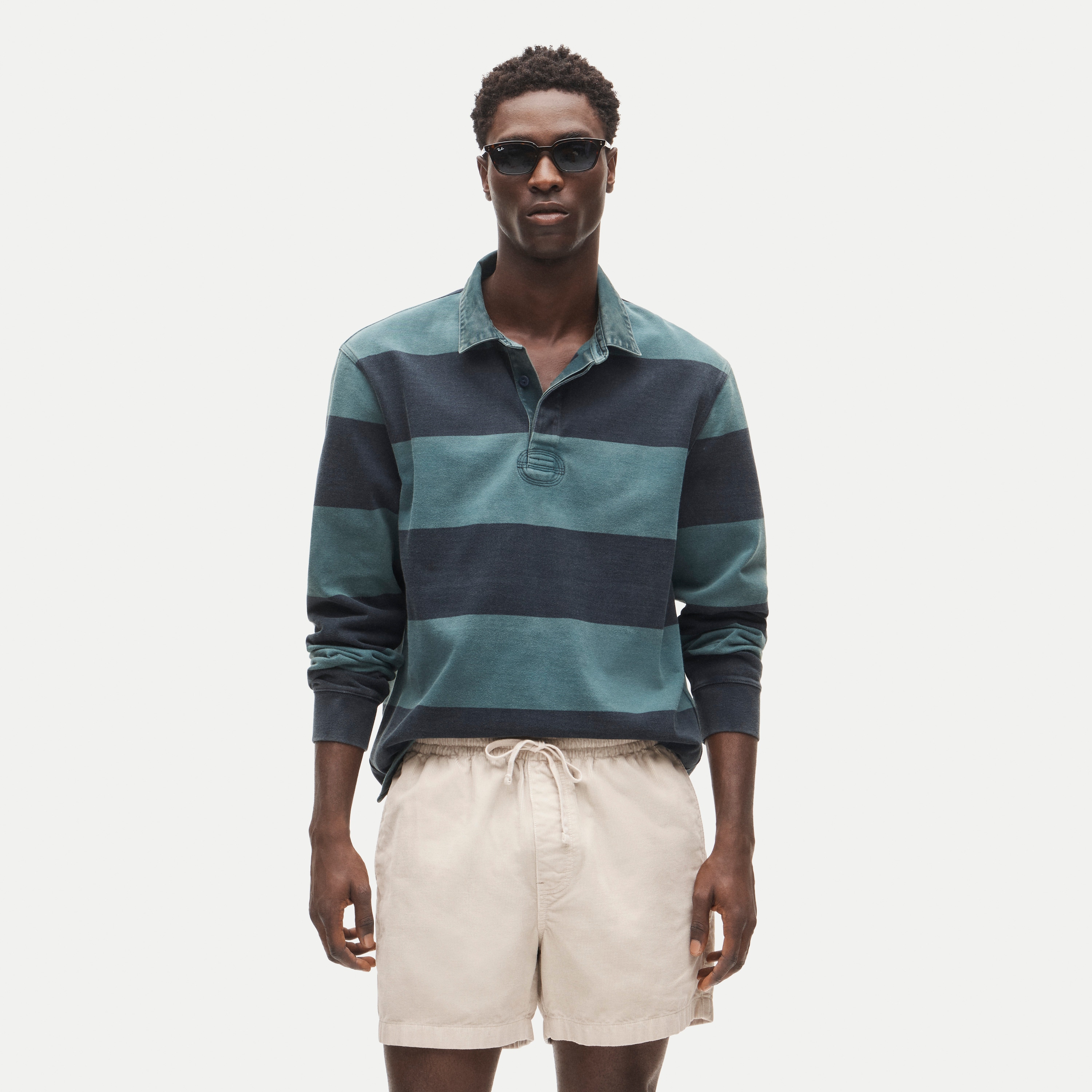 Overdyed rugby shirt in stripe