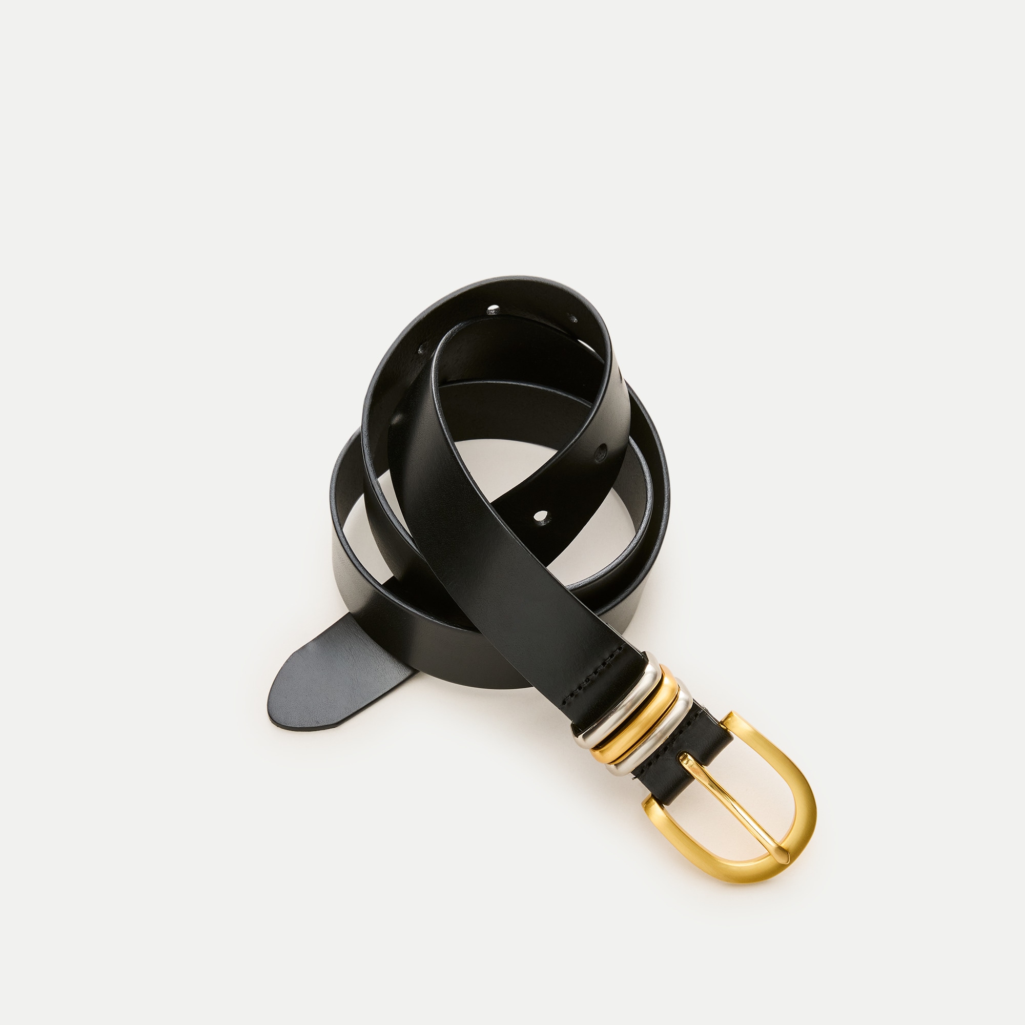 Mixed-metal belt in Italian leather