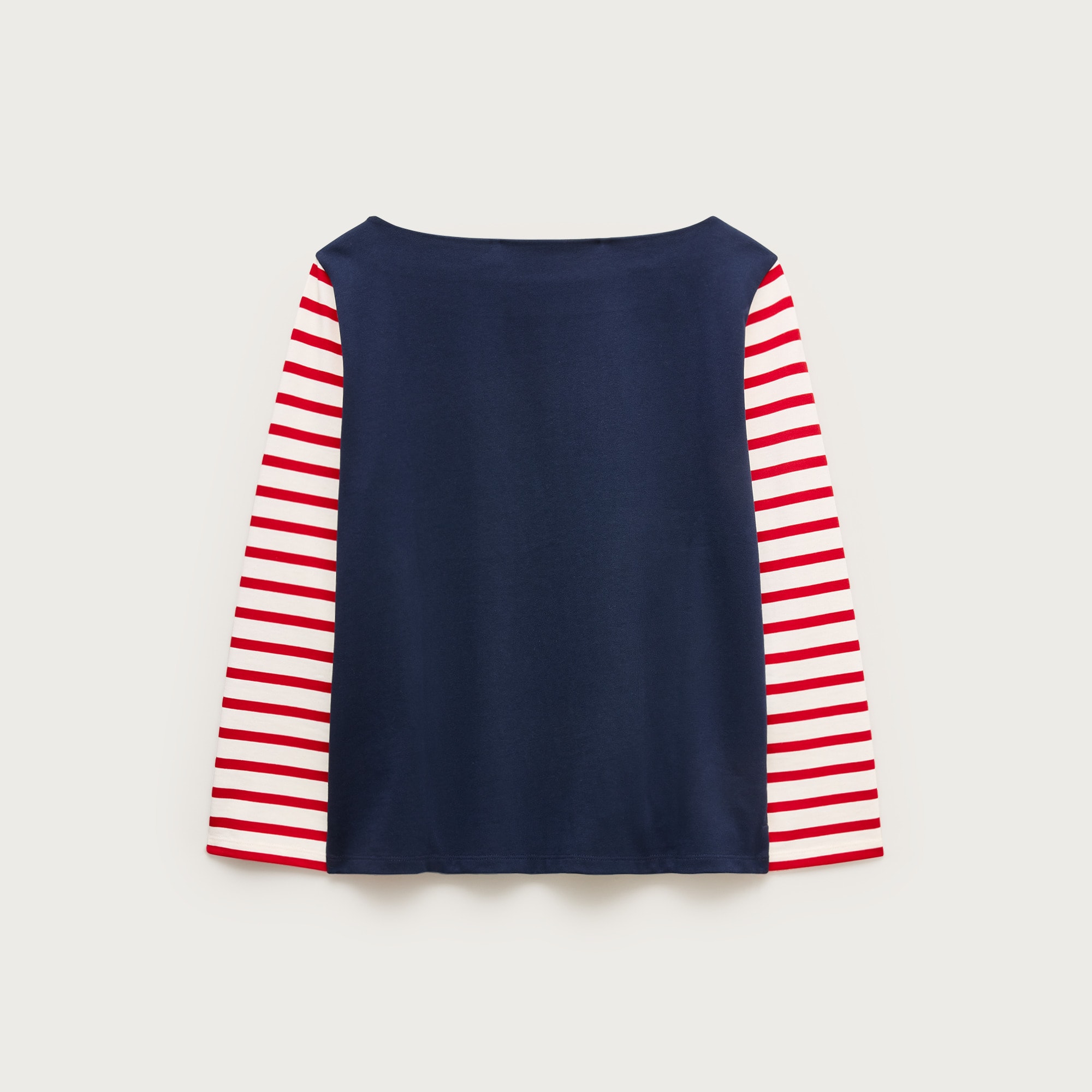 Boatneck T-shirt in striped heavyweight cotton