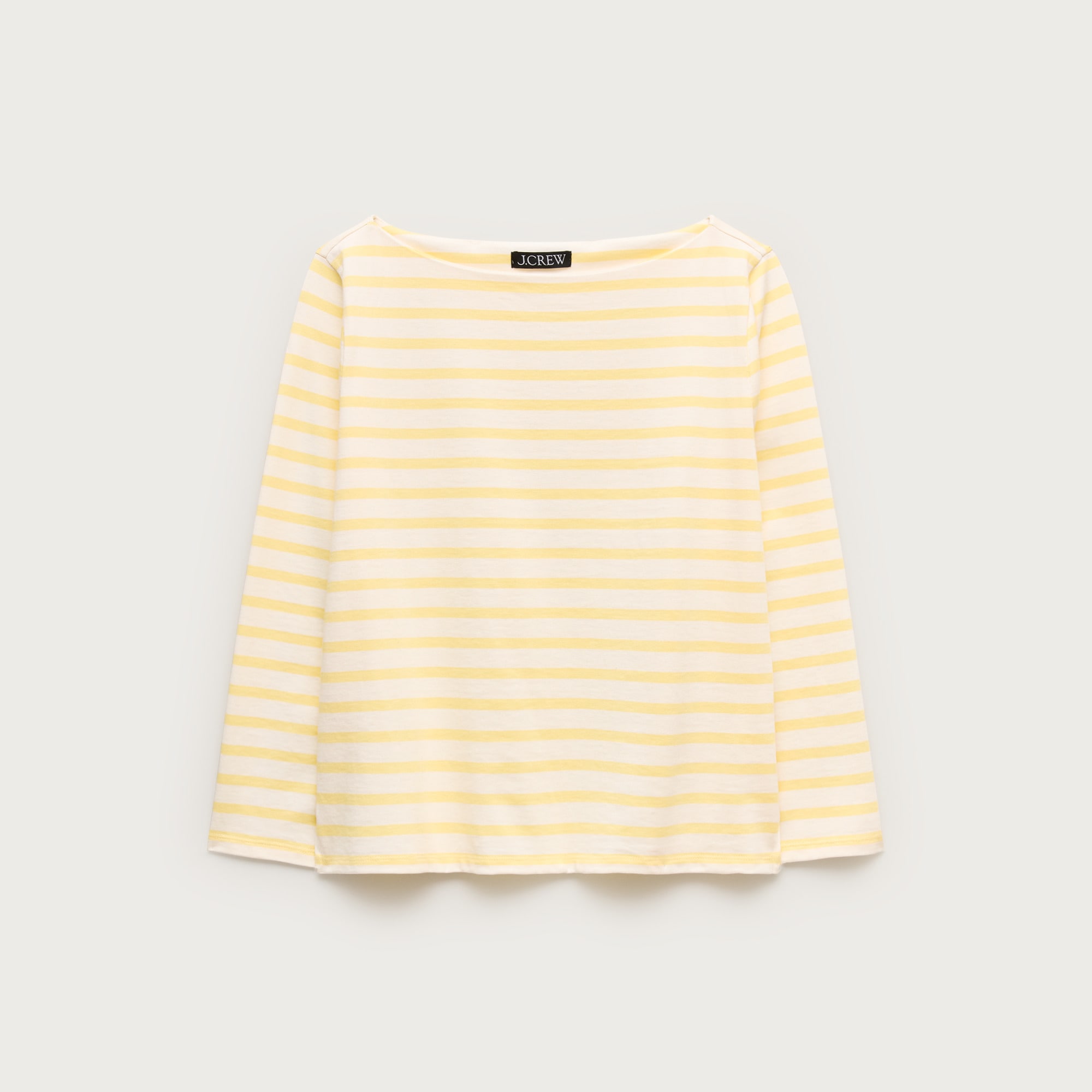 Boatneck T-shirt in striped heavyweight cotton