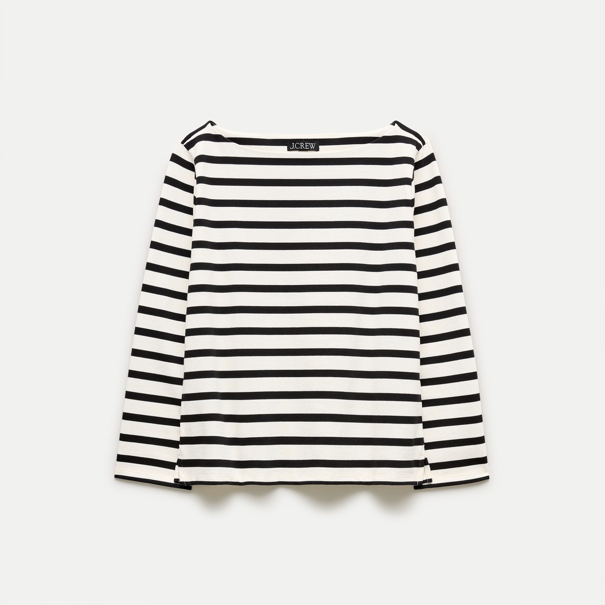 Boatneck T-shirt in striped heavyweight cotton