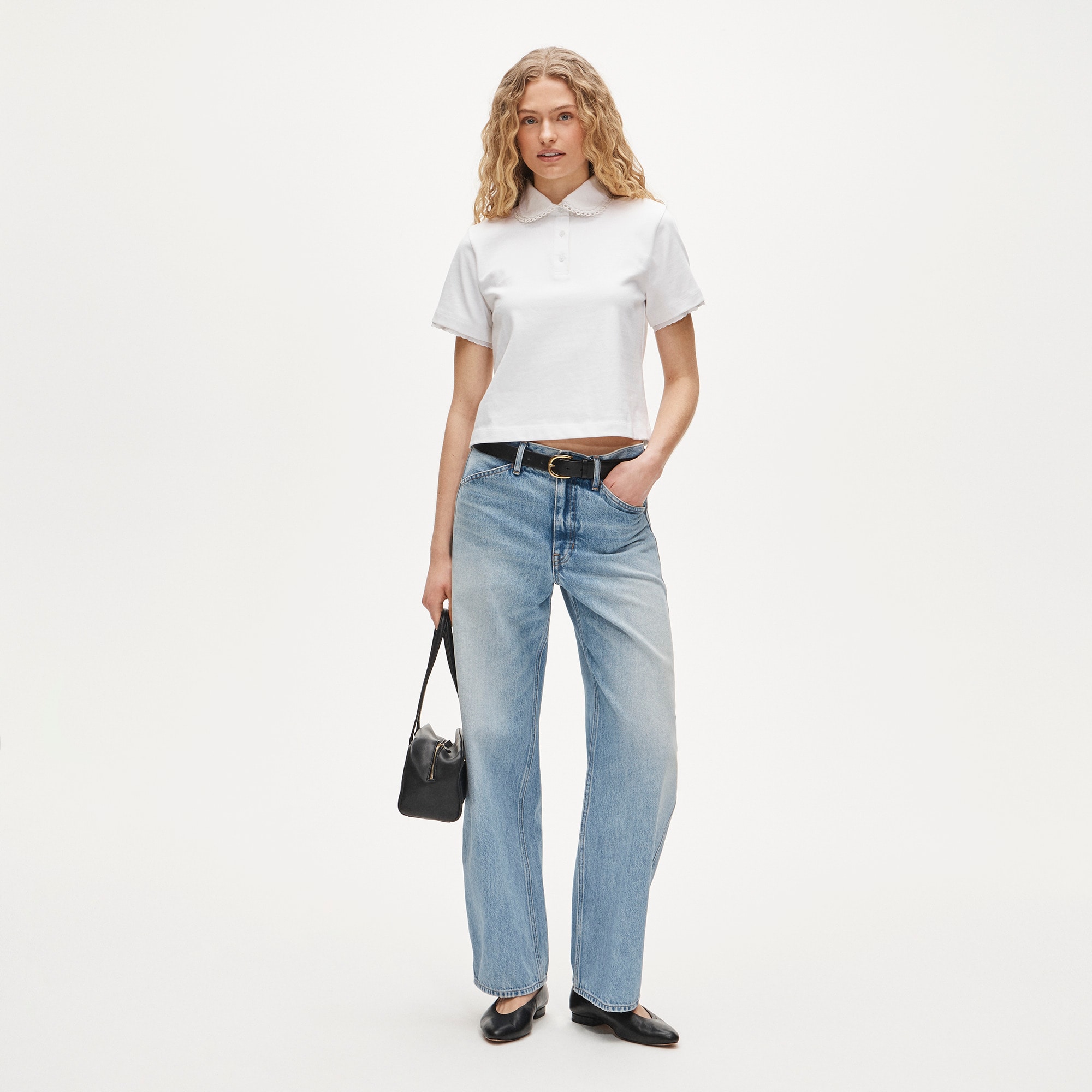 Eyelet-collar polo shirt in mariner cotton