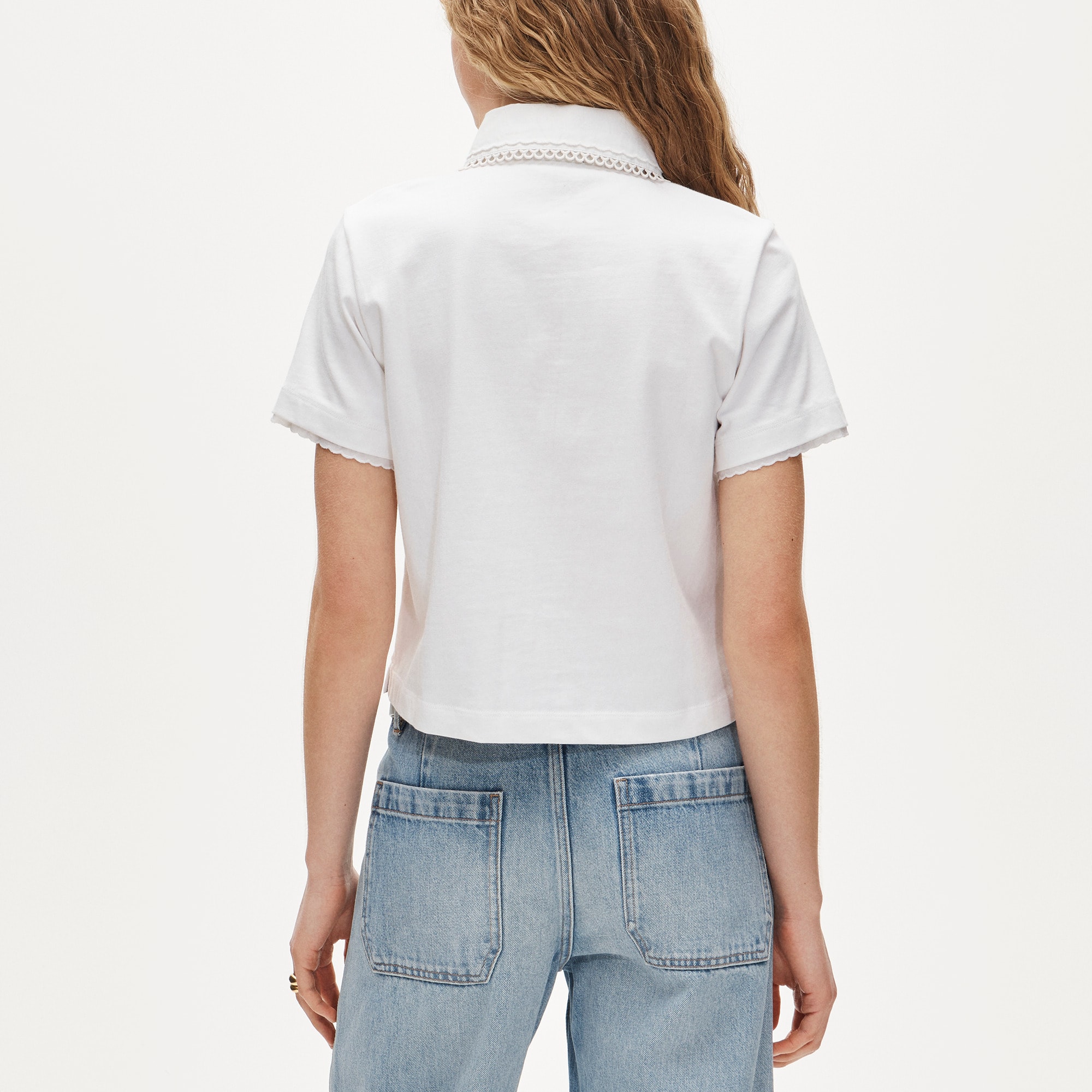Eyelet-collar polo shirt in mariner cotton