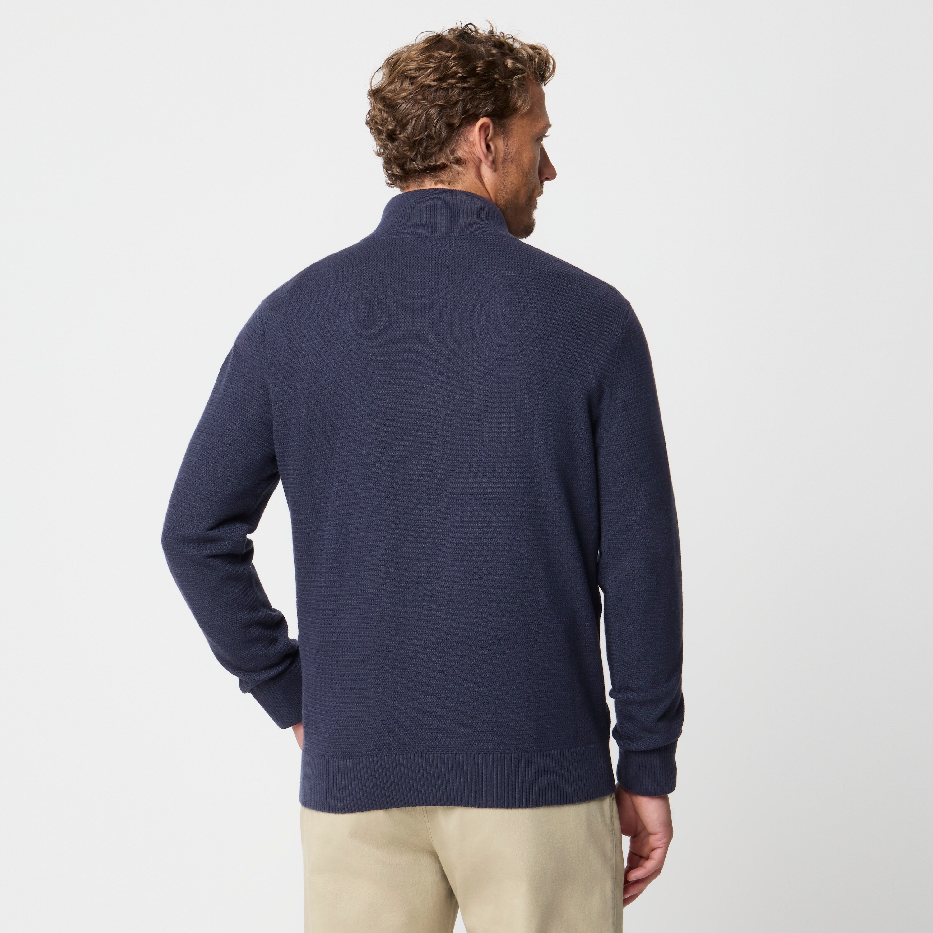 100% Cotton Basketweave Quarter-zip Sweater For Men | Factory