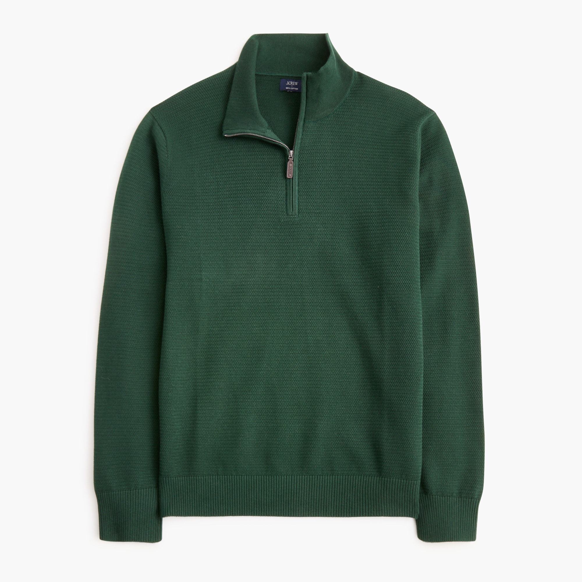 Cotton basketweave quarter-zip sweater