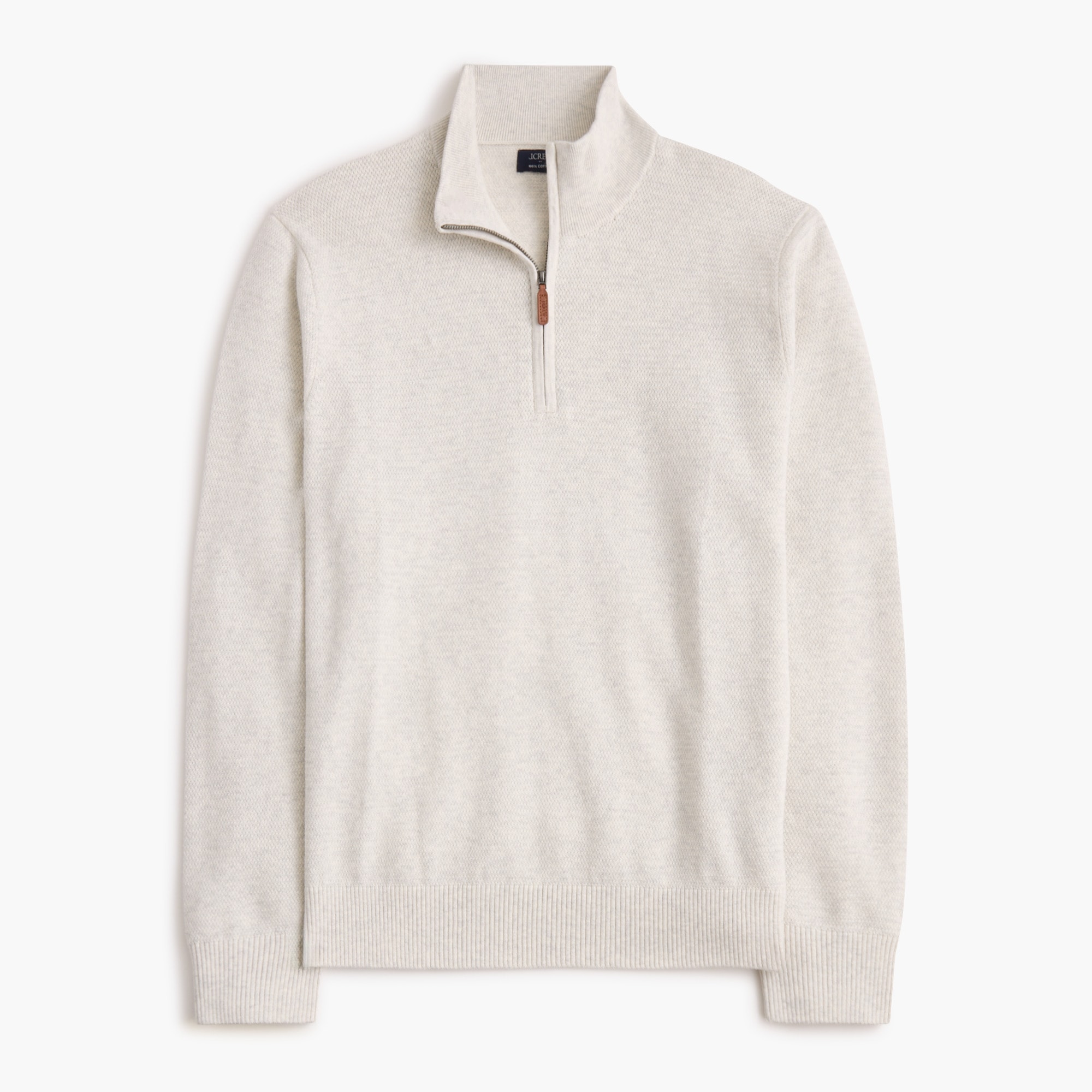 100% cotton basketweave quarter-zip sweater