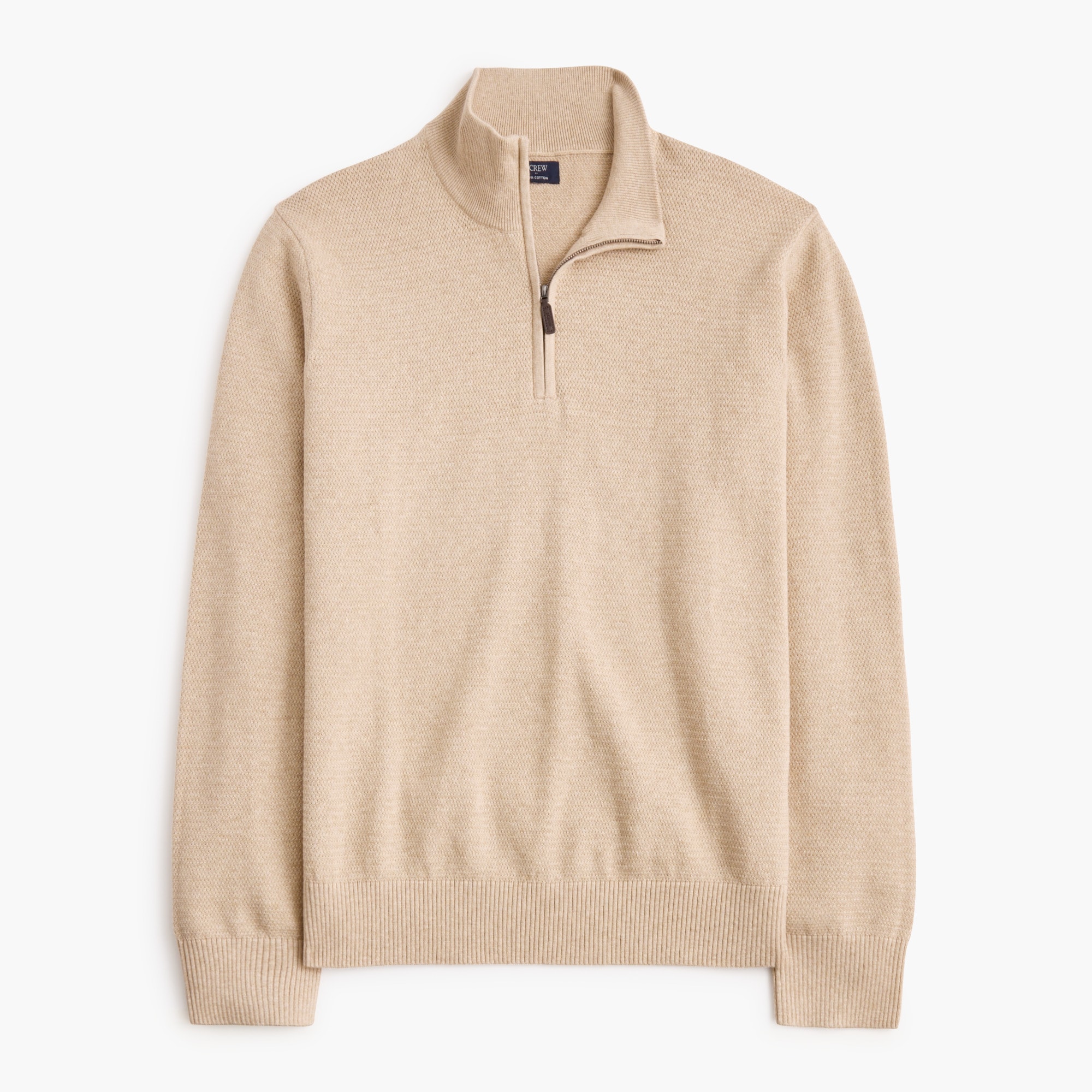 100% cotton basketweave quarter-zip sweater
