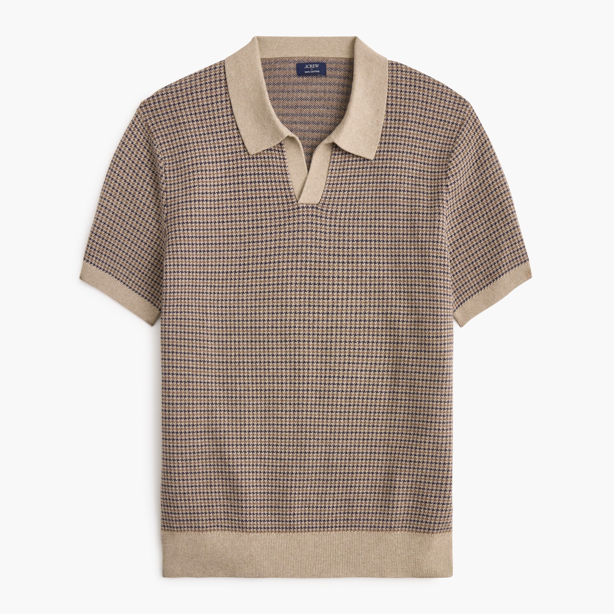 Houndstooth johnny-collar sweater-polo