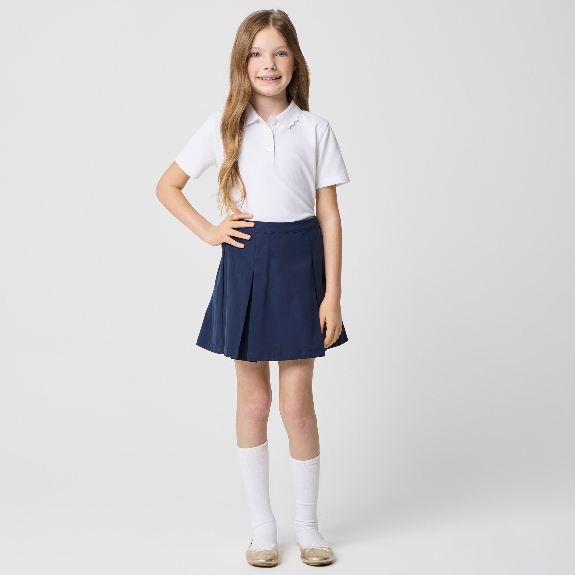 Girls' pleated uniform tech skort