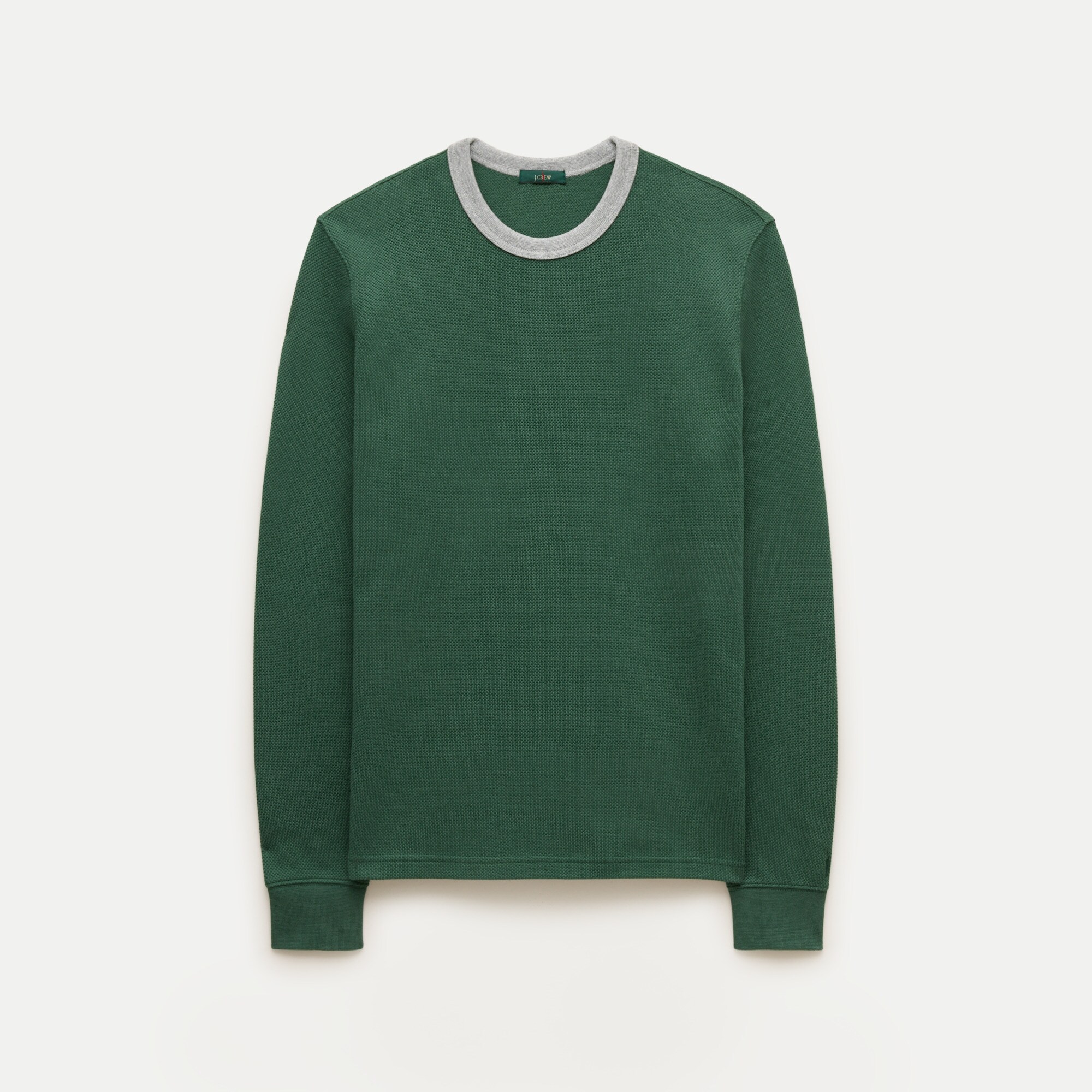 Long-sleeve macropiqué ringer T-shirt