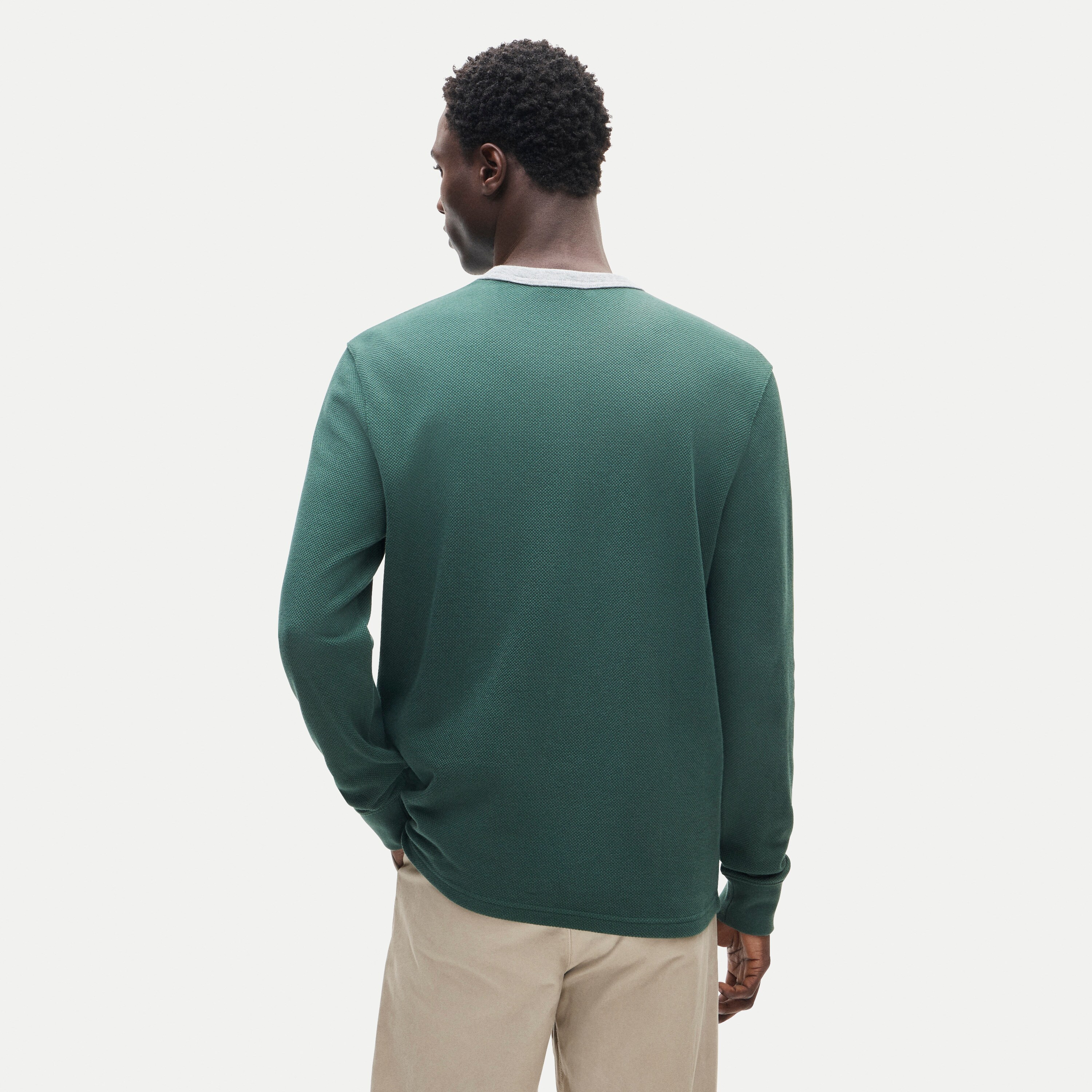 Long-sleeve macropiqué ringer T-shirt
