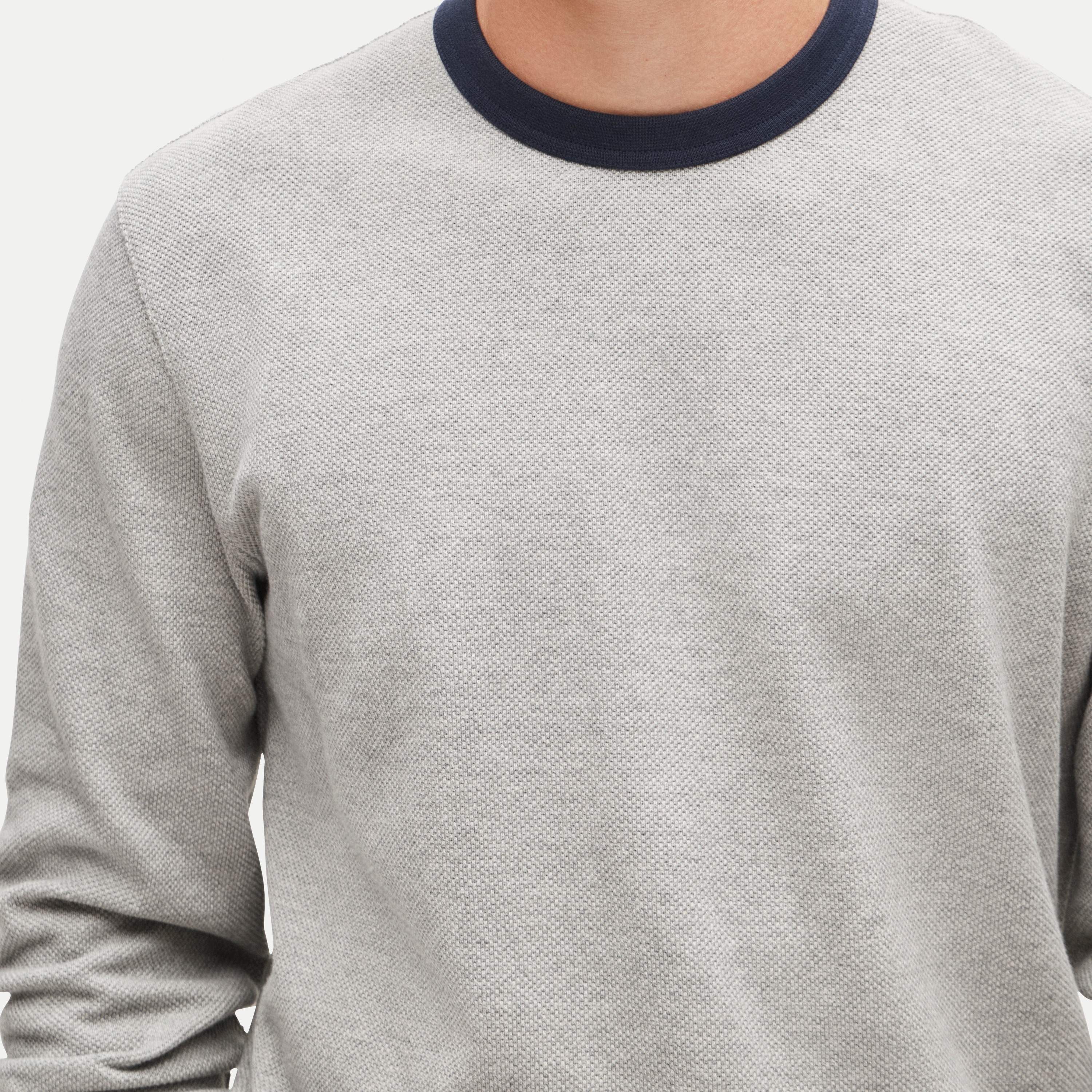 Long-sleeve macropiqué ringer T-shirt