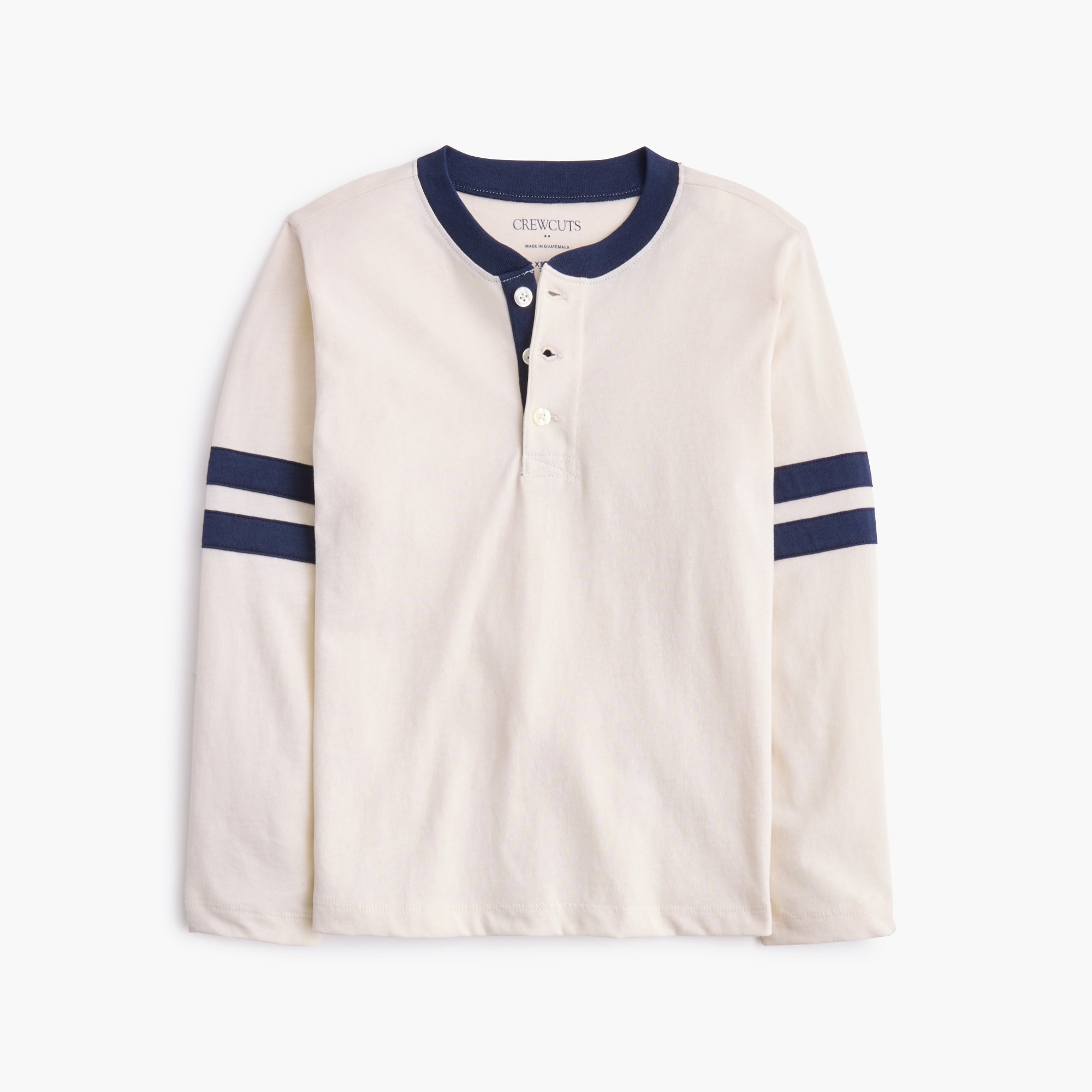 Boys' long-sleeve striped henley tee