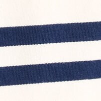 Kids' 100% cotton striped rugby shirt IVORY NAVY
