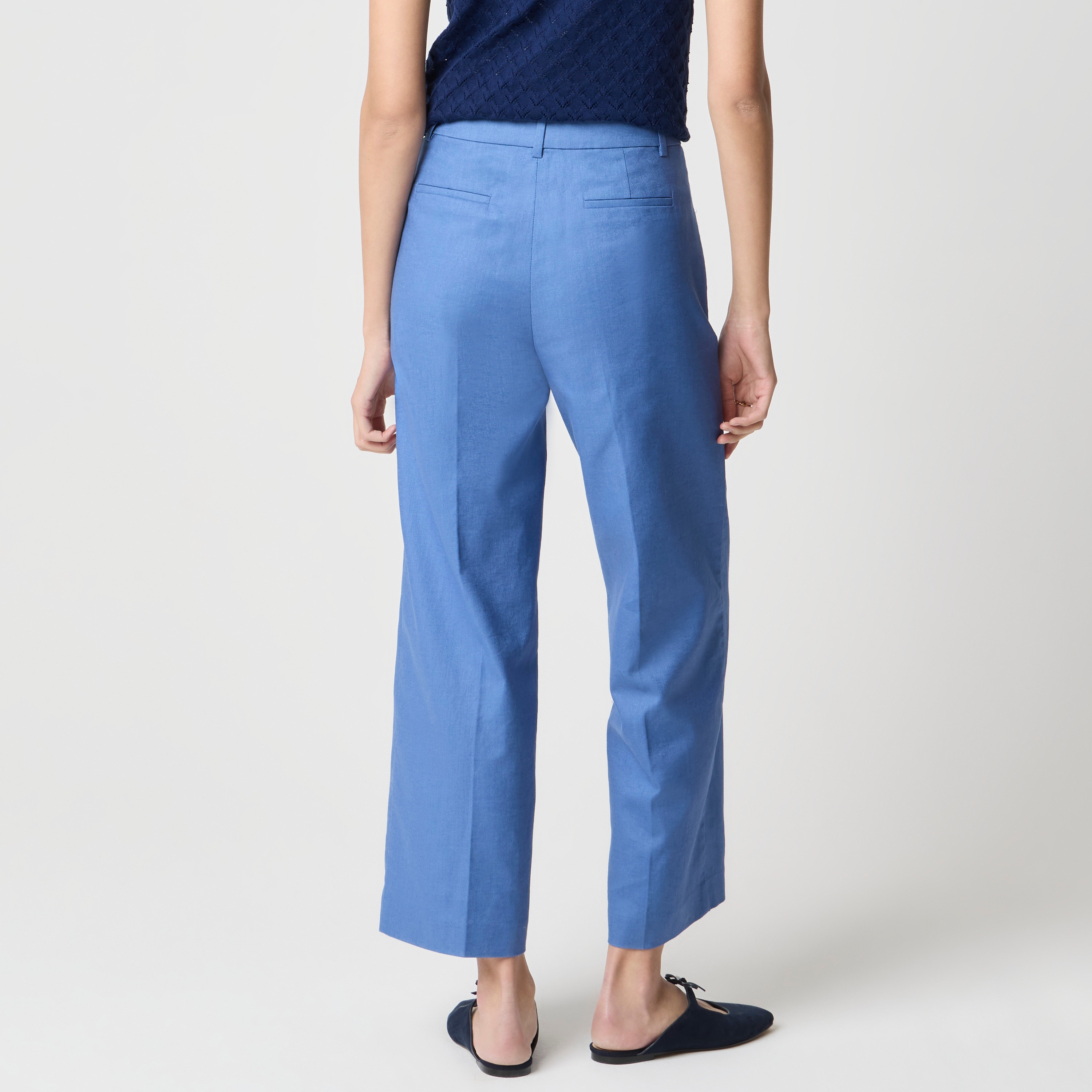 Linen-blend Remy wide-leg cropped pant