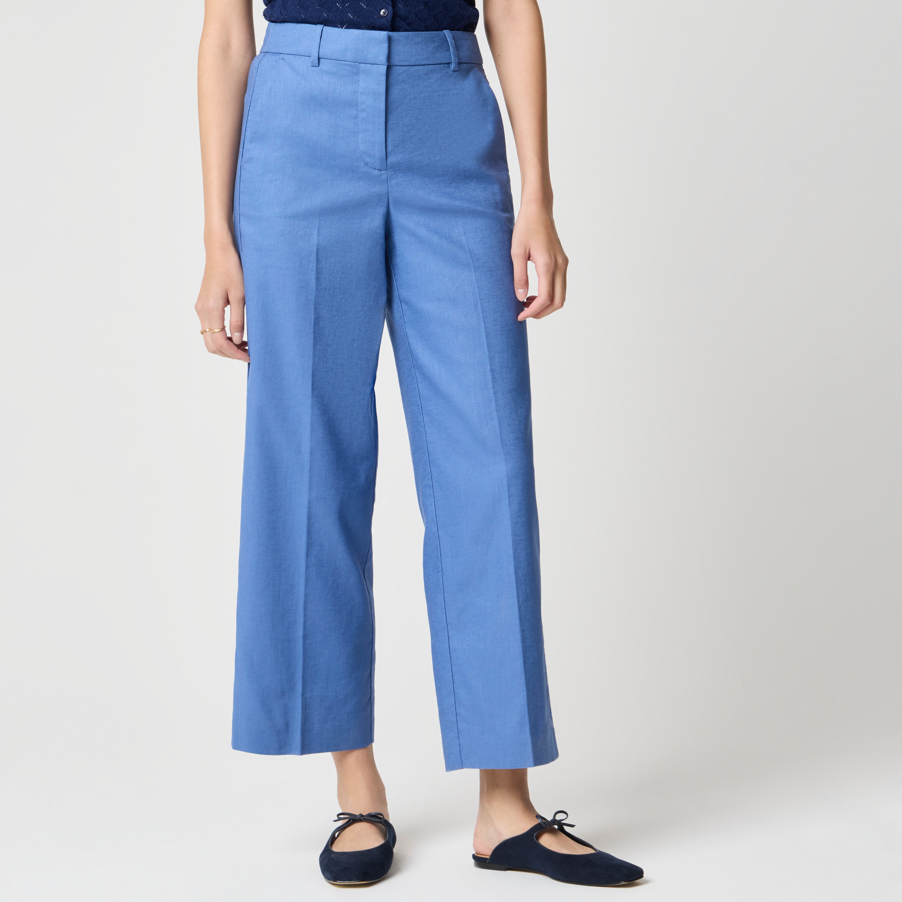 Linen-blend Remy wide-leg cropped pant