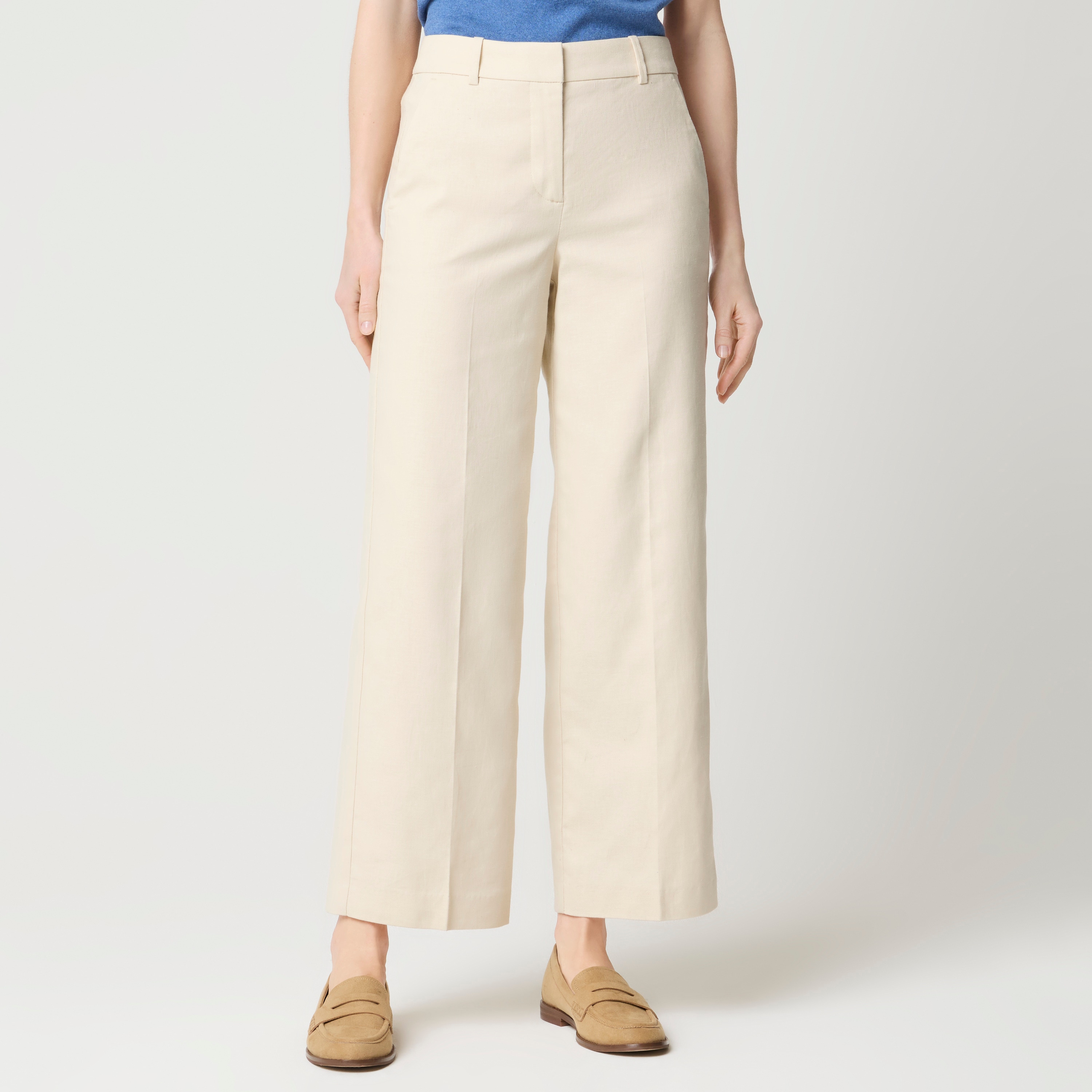 Linen-blend Remy wide-leg cropped pant