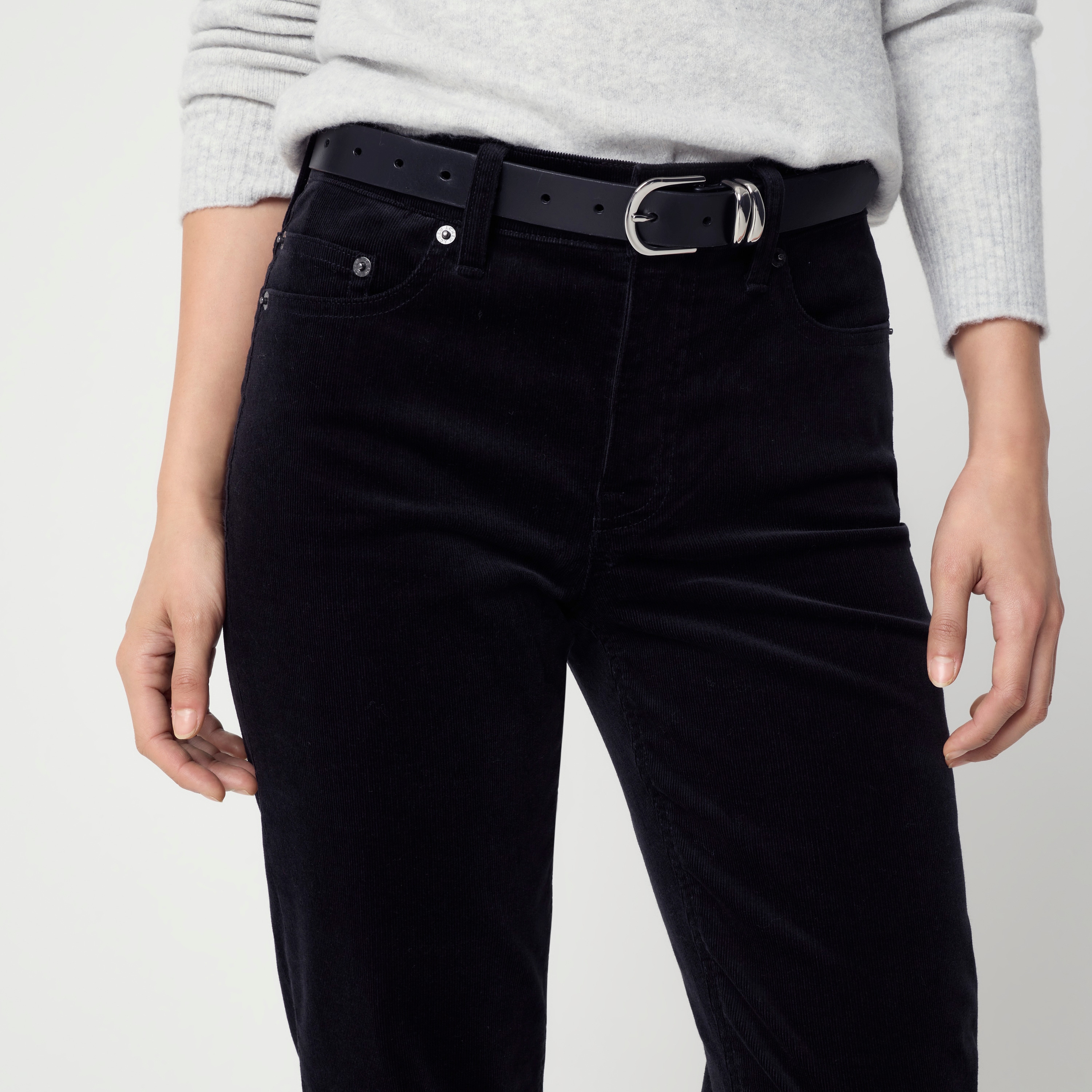 Corduroy mid-rise straight pant