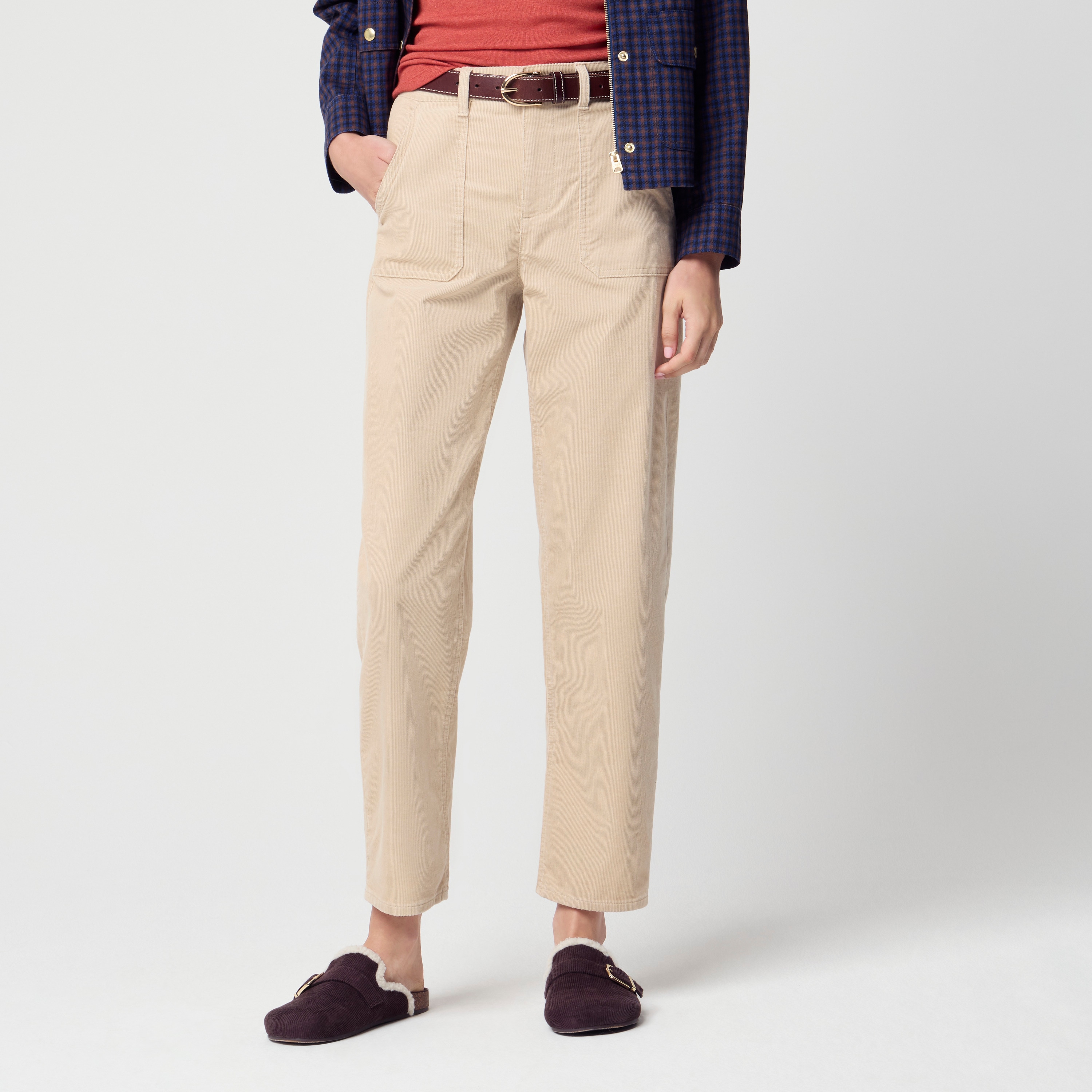 Corduroy barrel-leg utility pant