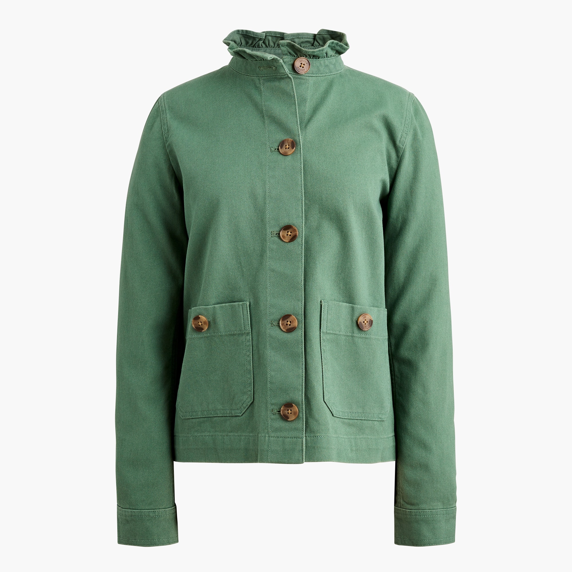Cotton ruffle-collar field jacket