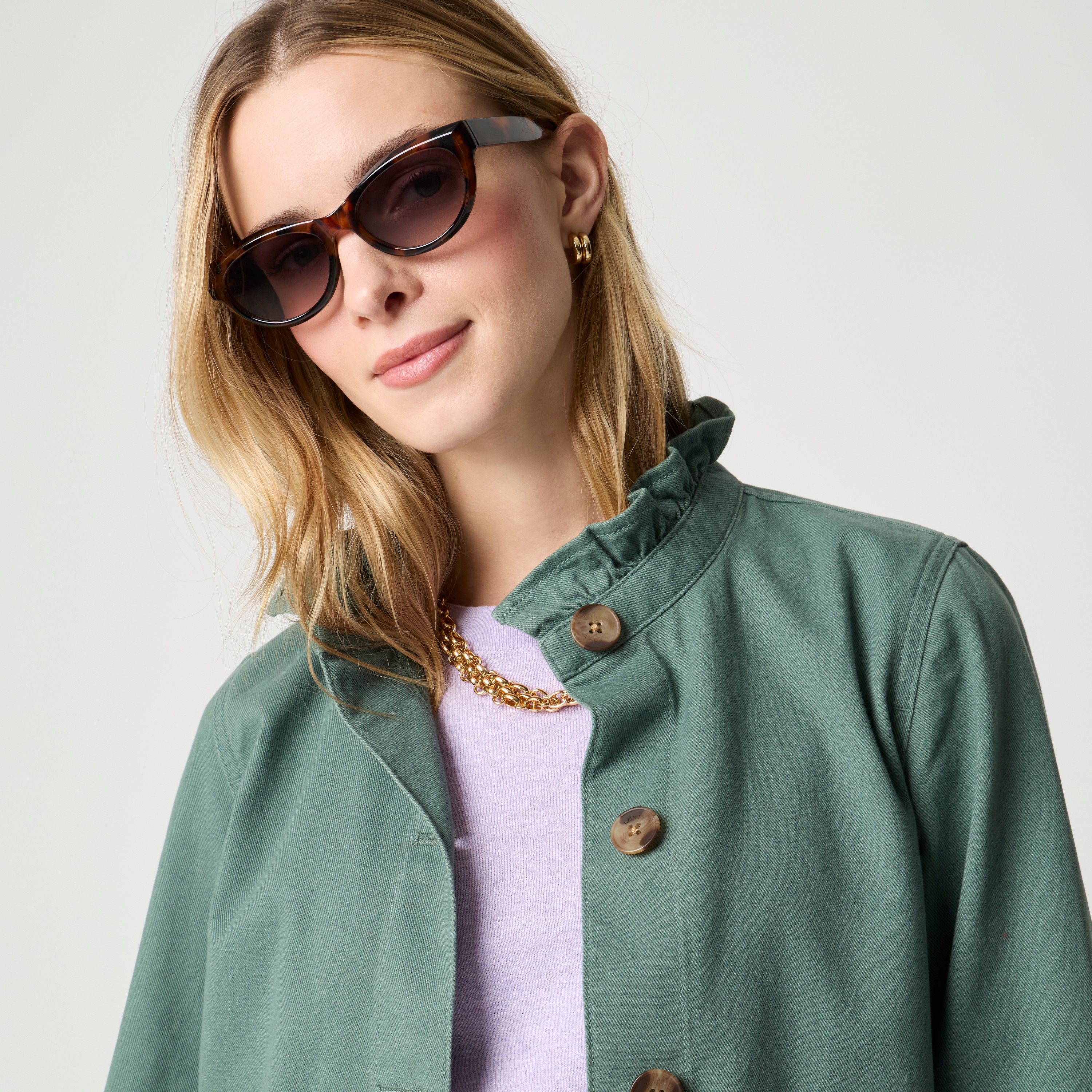100% cotton ruffle-collar Field jacket