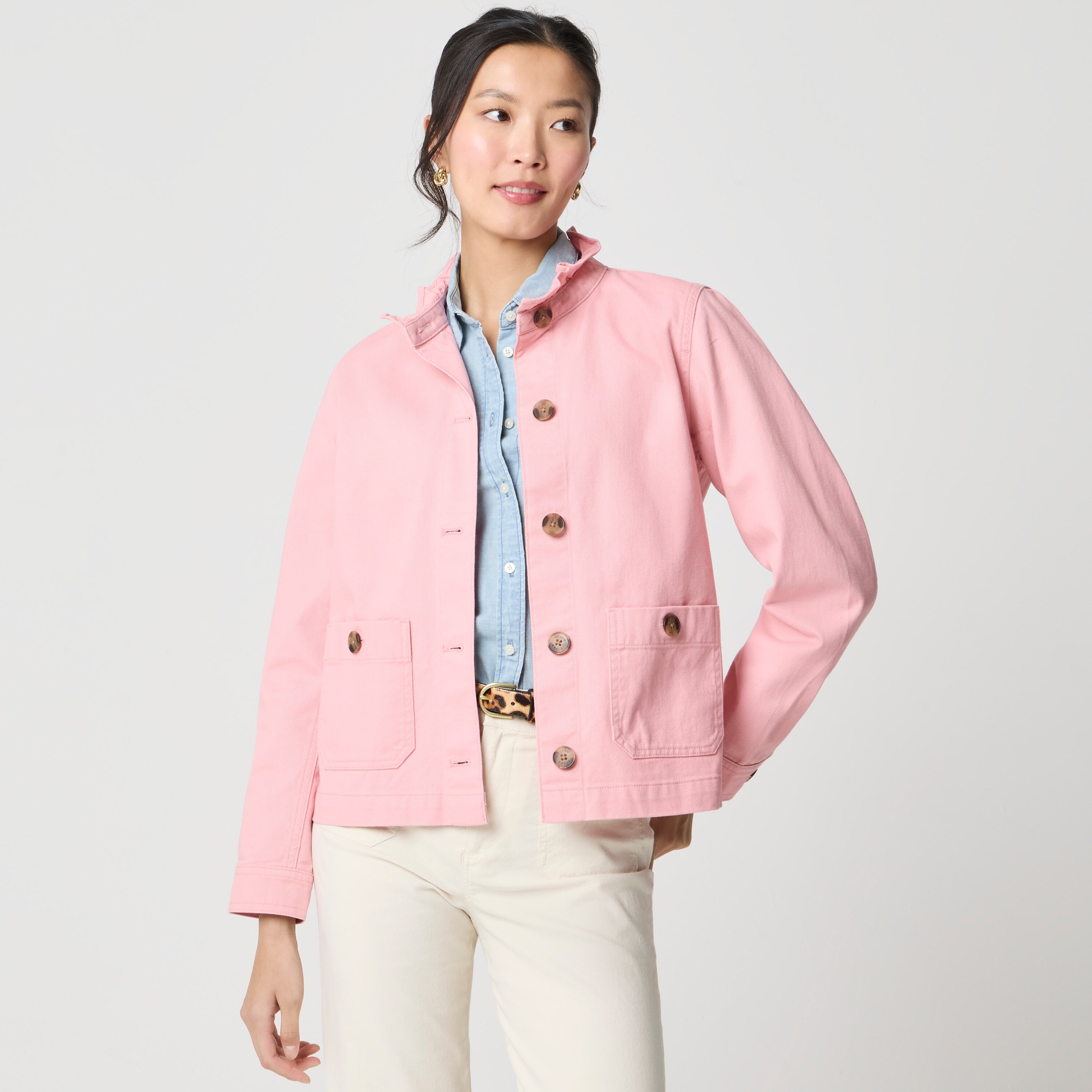 100% cotton ruffle-collar Field jacket