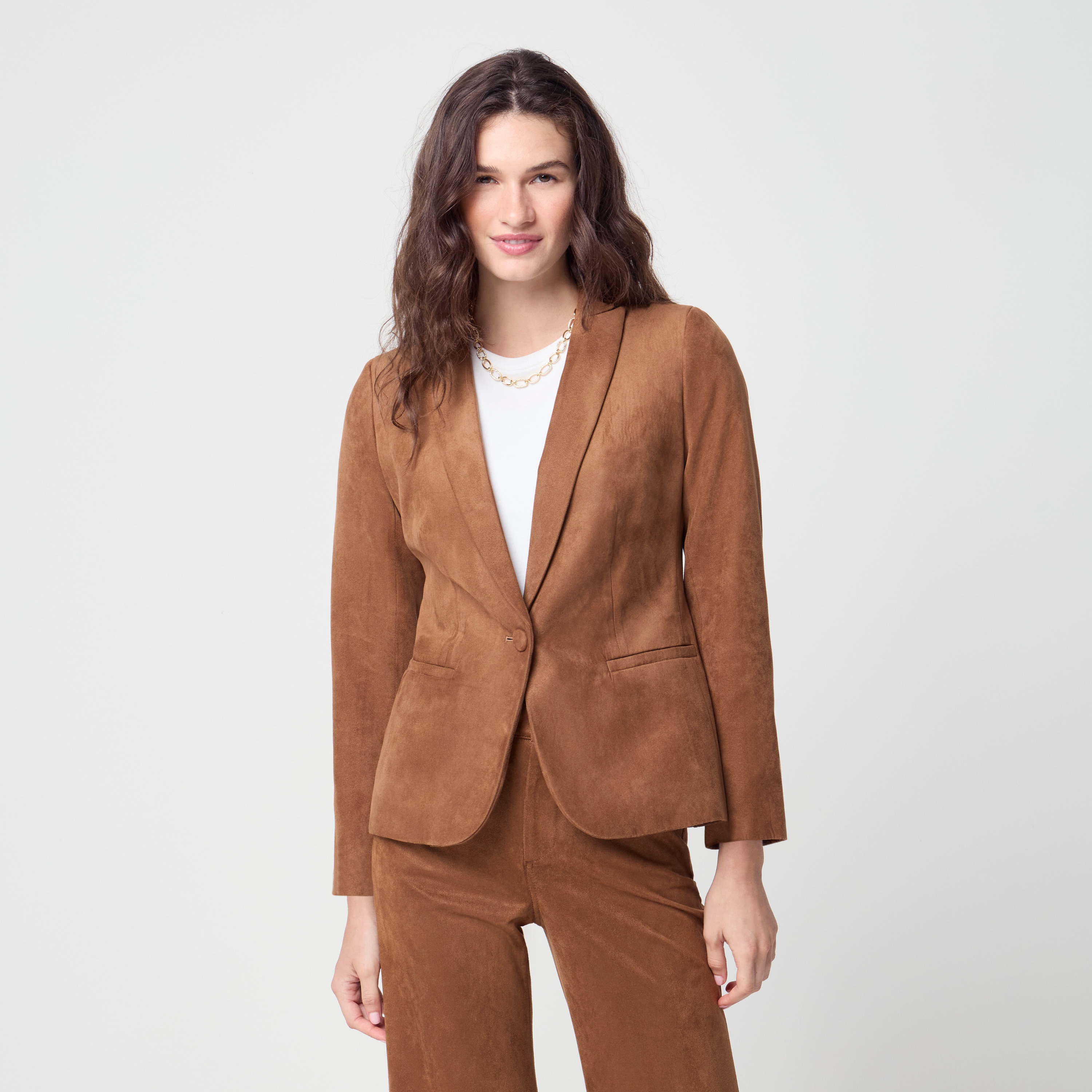 Sueded one-button blazer