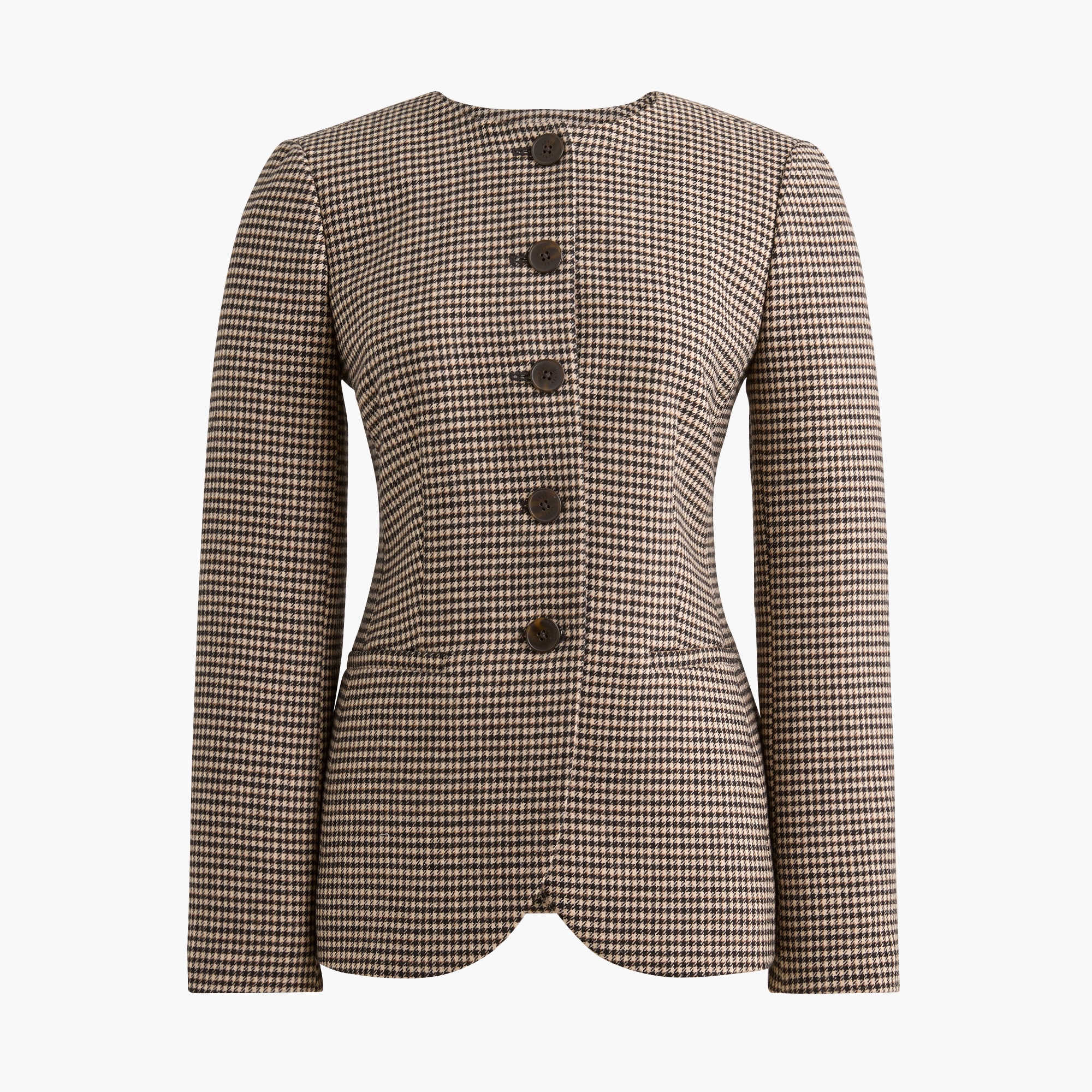 Plaid collarless blazer