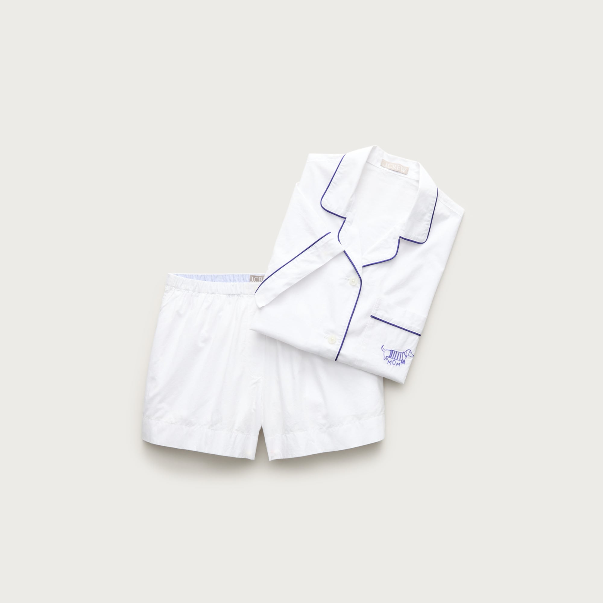 Short-sleeve "Dog Mom" pajama short set in end-on-end cotton from J.Crew - $79.50