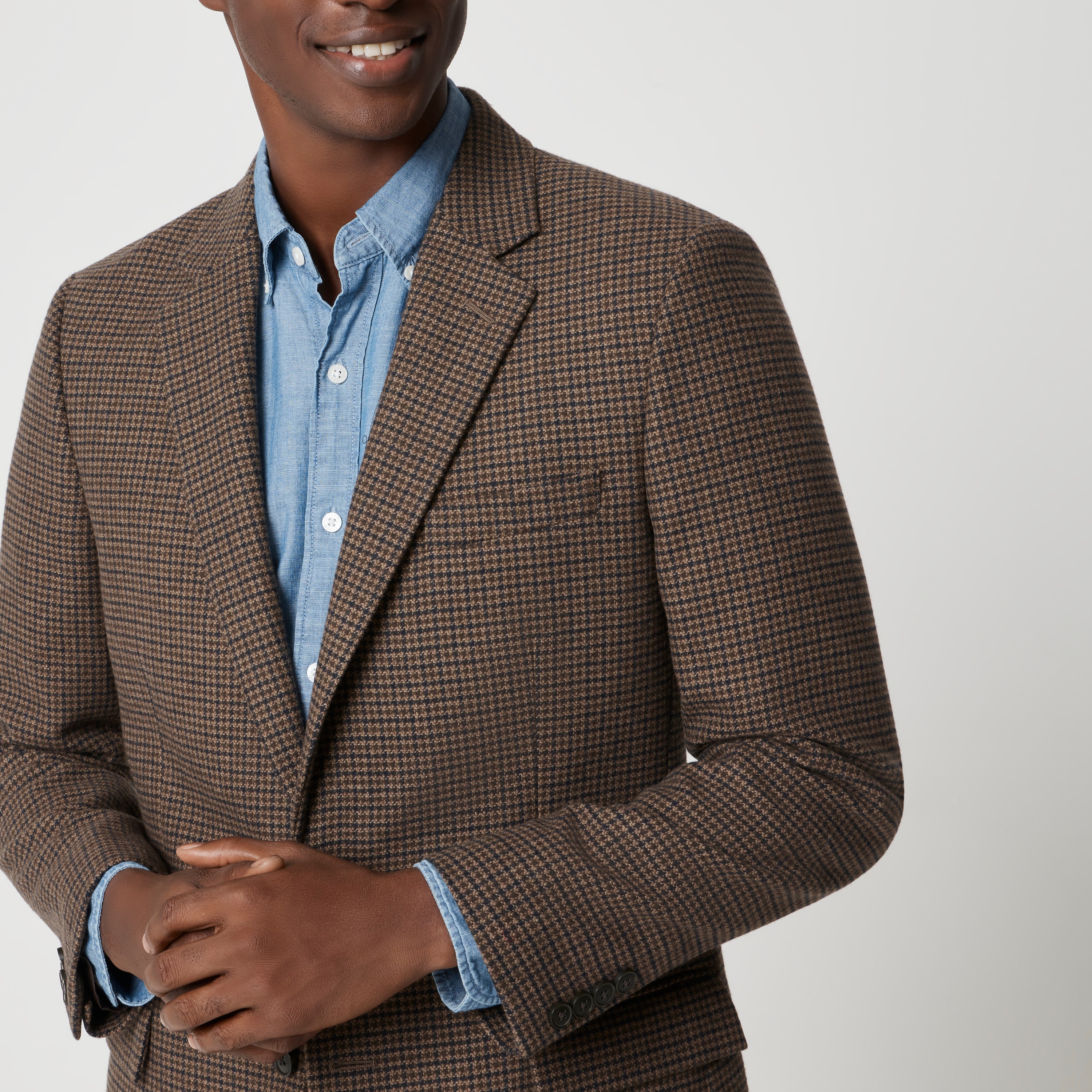 Wool-blend houndstooth blazer