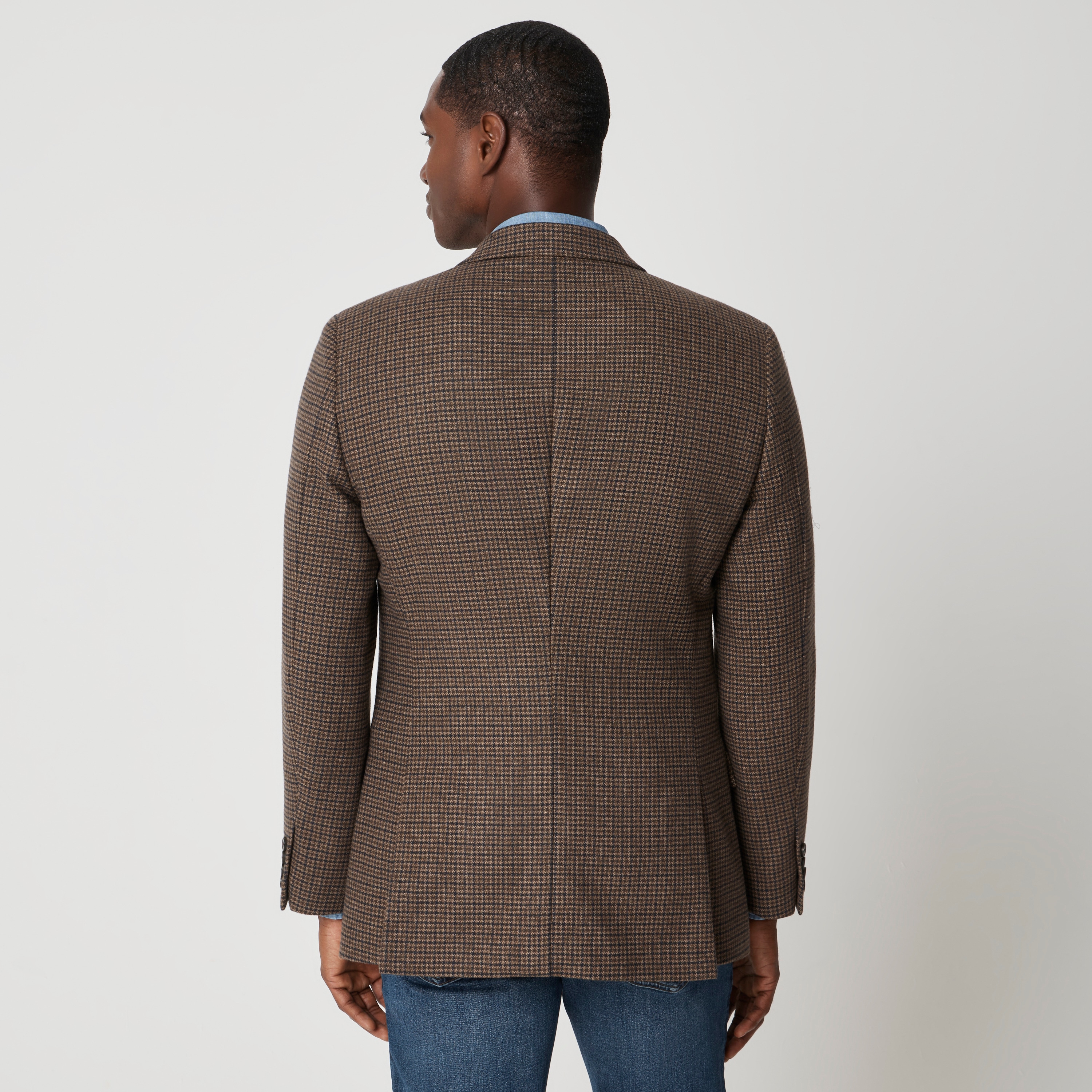 Wool-blend houndstooth blazer