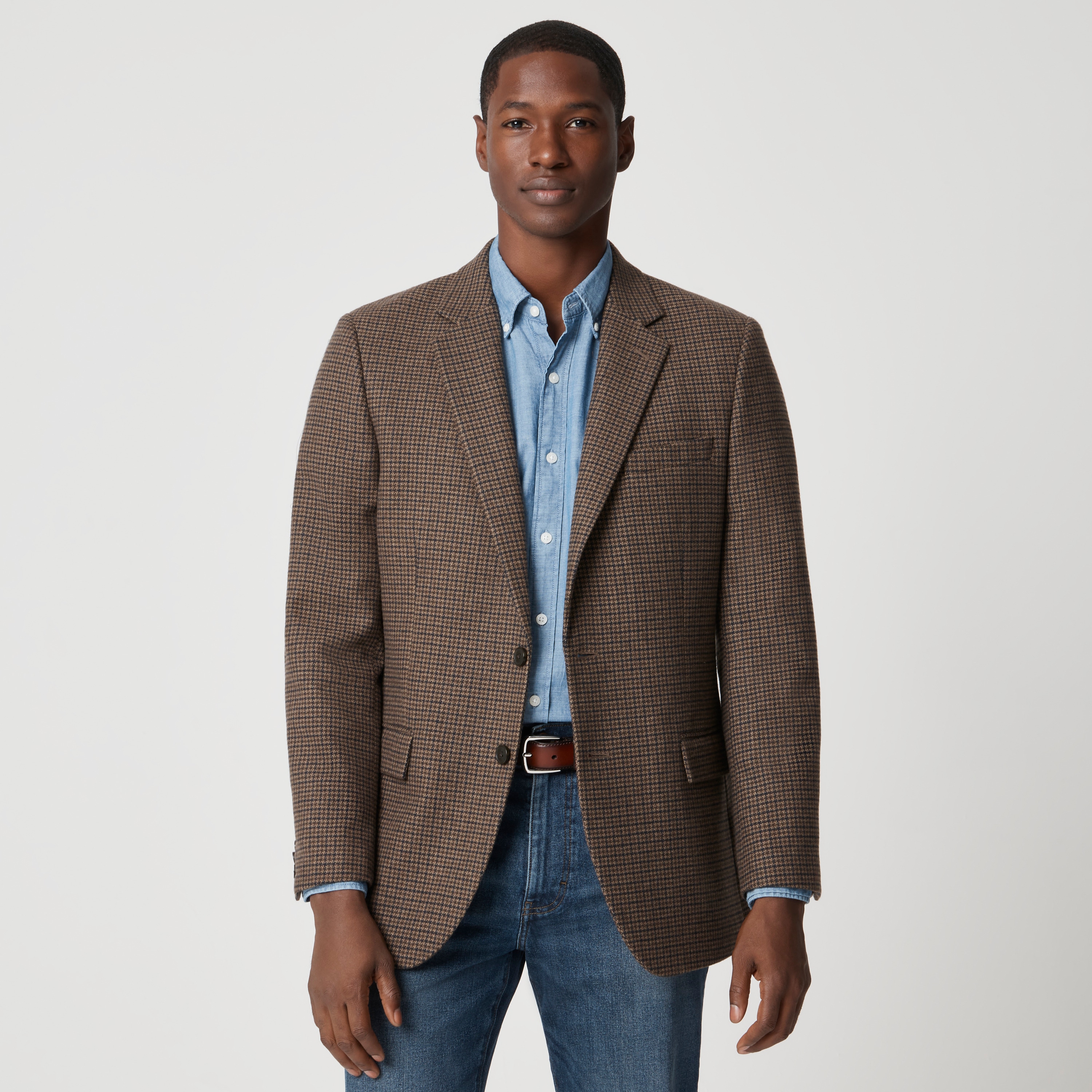 Wool-blend houndstooth blazer